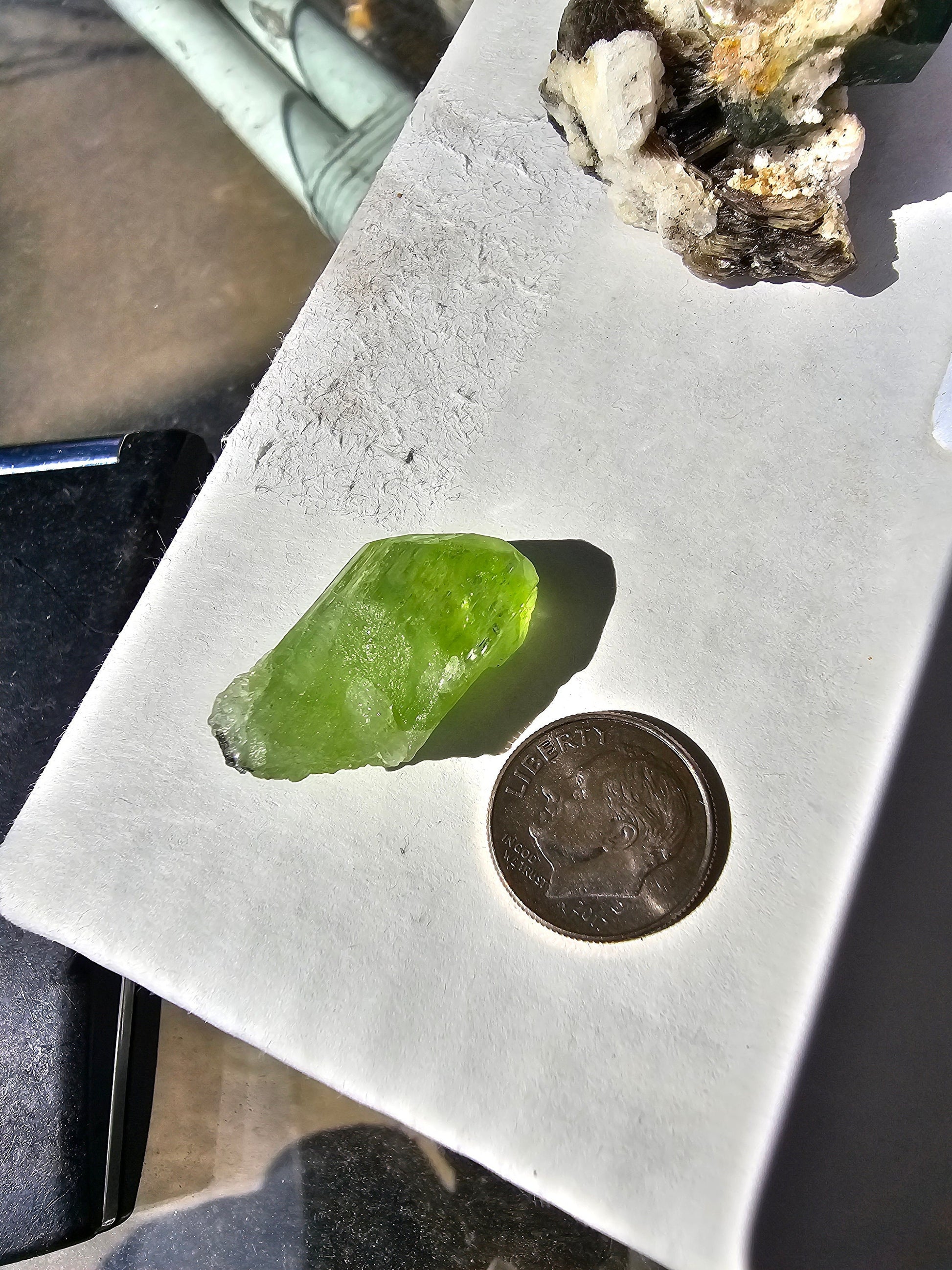 Diopside Crystal, 7.89g Bright Green, Rare Raw Gemstone