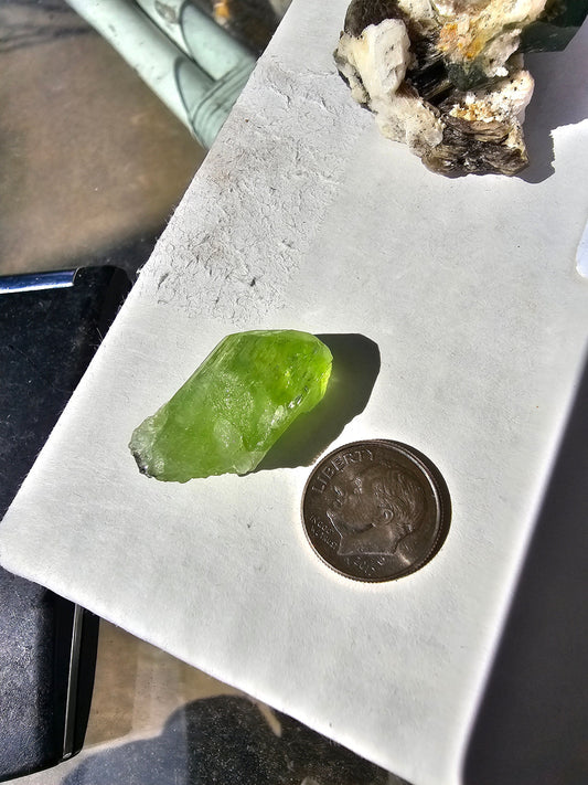 Diopside Crystal, 7.89g Bright Green, Rare Raw Gemstone