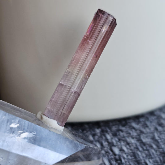 California Pink Tourmaline Pencil Crystal from the Himilaya Mine near San Diego | Rare Rainbow Multicolored Elbaite Gemstone w Ombre Effect