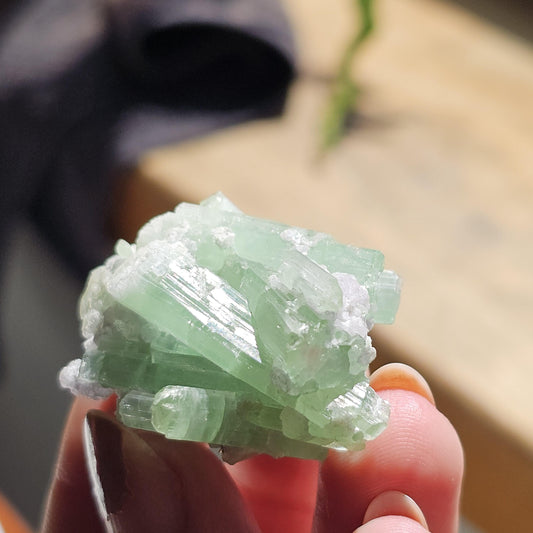20g Seafoam Tourmaline Crystal Cluster, Lavender Purple Lepidolite Sparkles, Rare Raw Gemmy Mineral Specimen for Collection, HQ Gem, Laghman