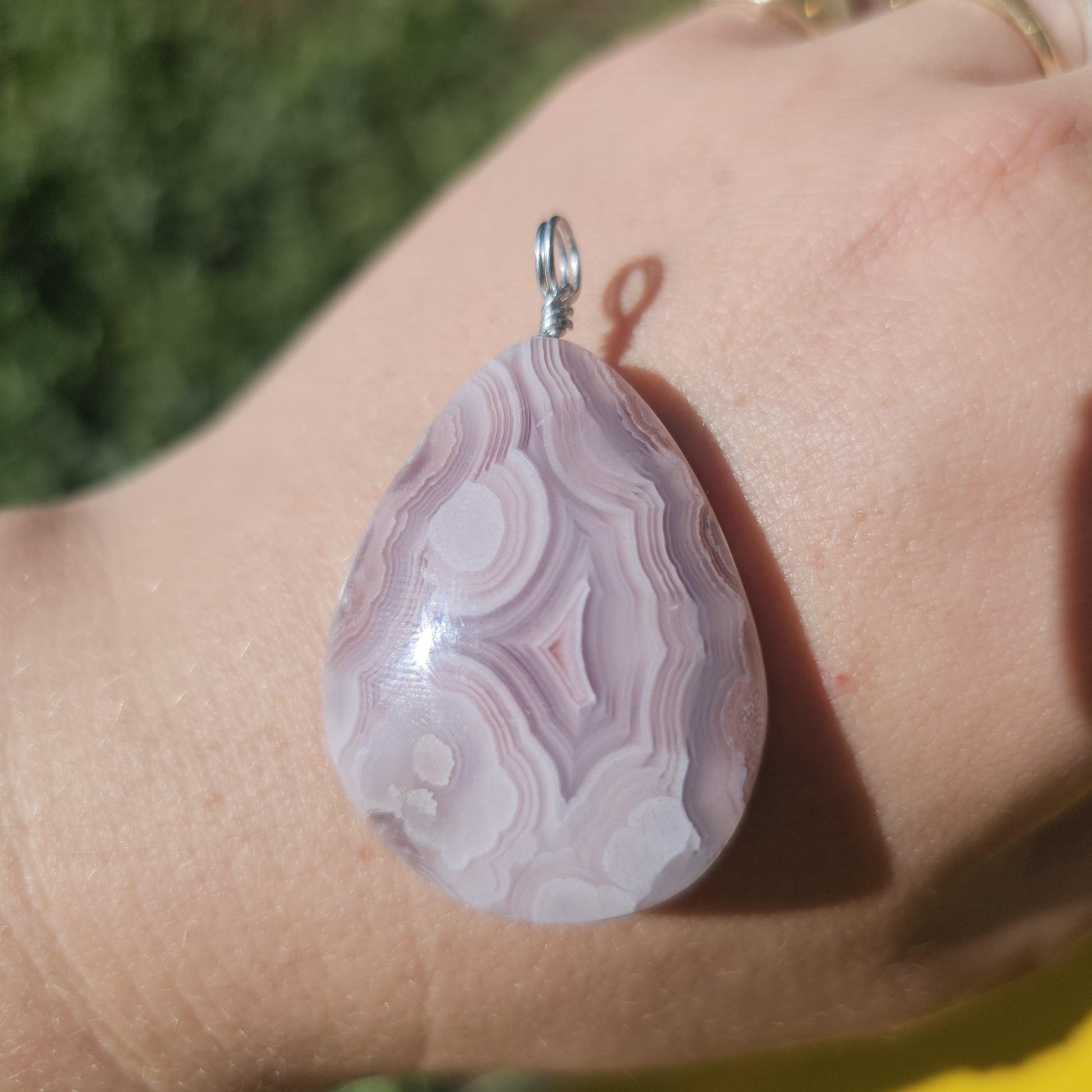 Lavender Laguna Agate Pendant in Simple Sterling Silver Setting