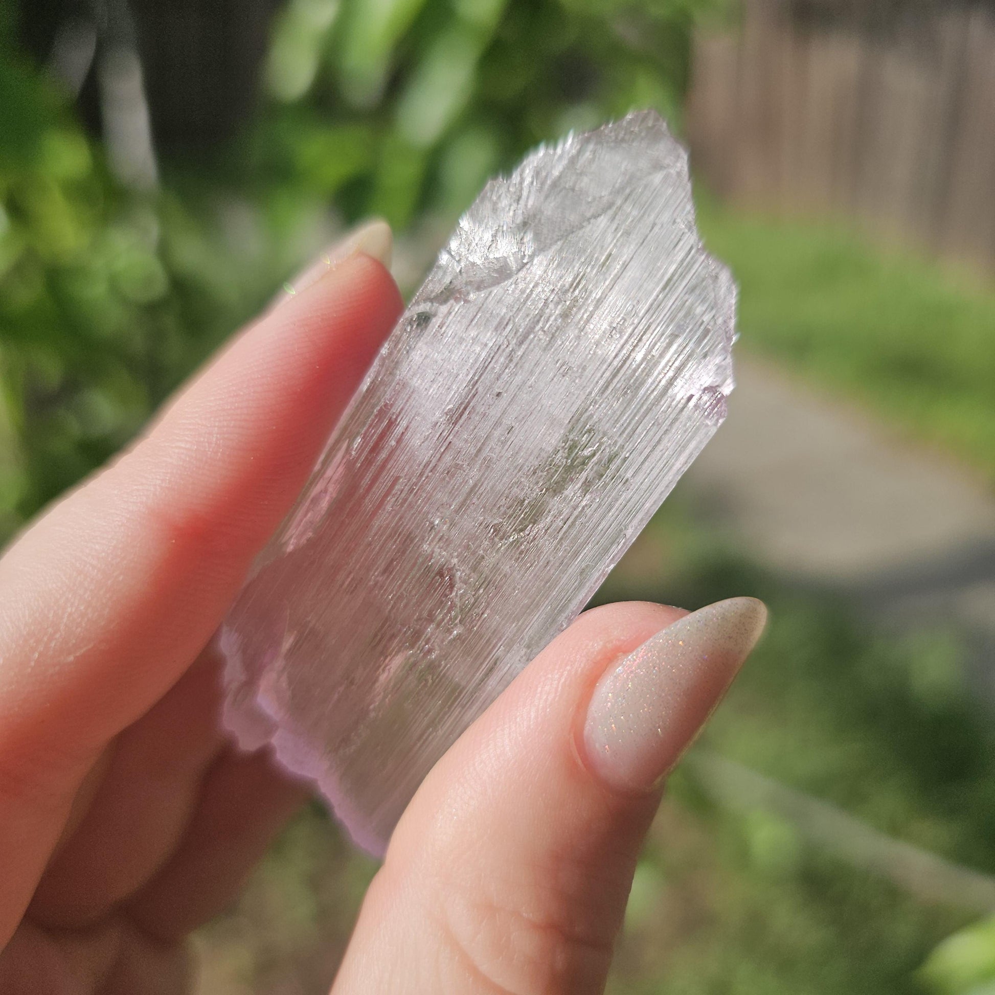 Super Thin Tabular Spodumene var. Kunzite Crystal with Great Luster, Highly UV Reactive Fluorescent Collector Specimen, Good Chatoyancy