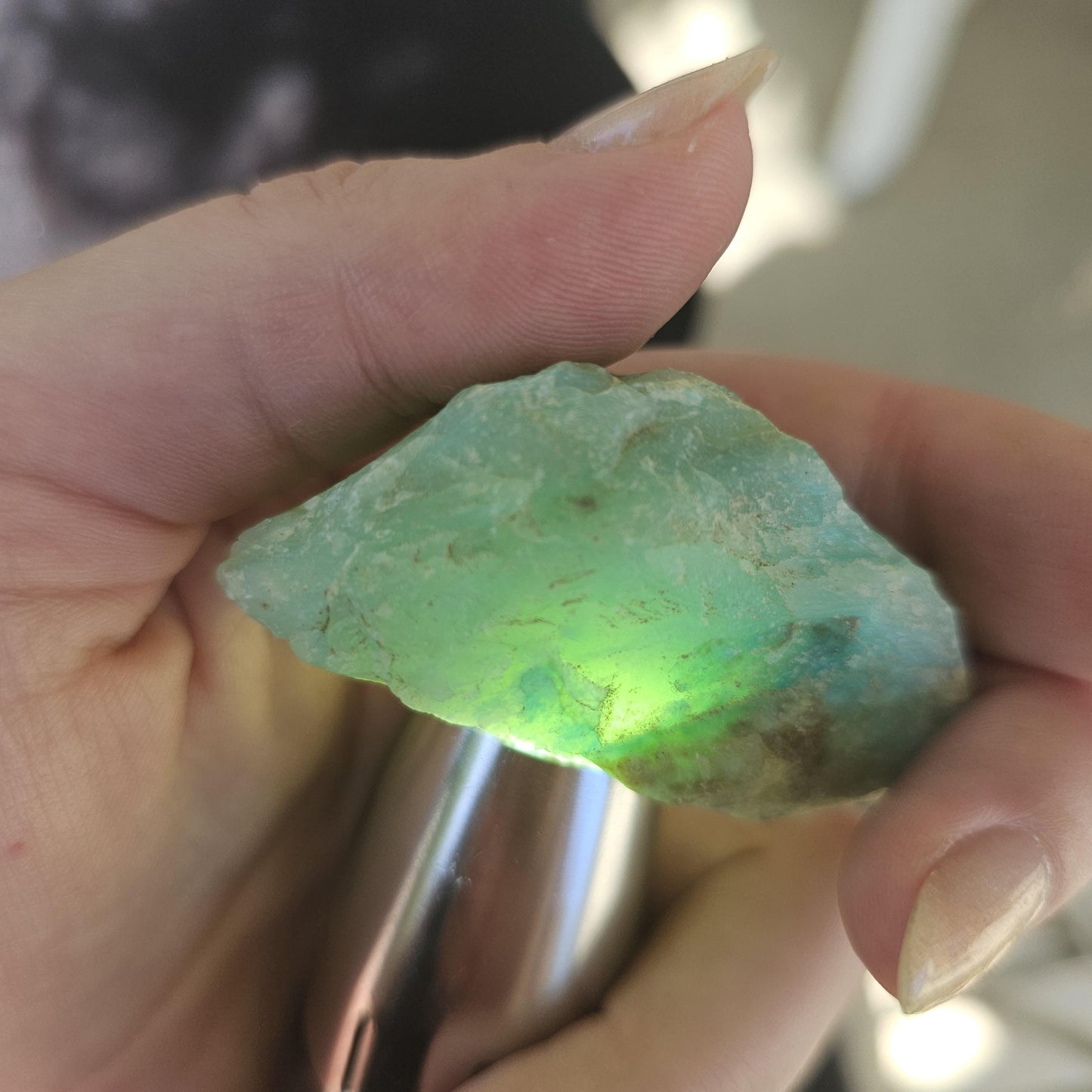 Raw Blue Opal from Peru, Rare Chunk of Translucent High Grade Lapidary Rough for Cutting, Polishing, Collection etc