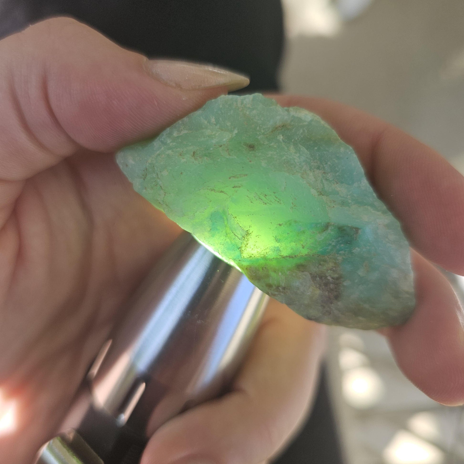 Raw Blue Opal from Peru, Rare Chunk of Translucent High Grade Lapidary Rough for Cutting, Polishing, Collection etc