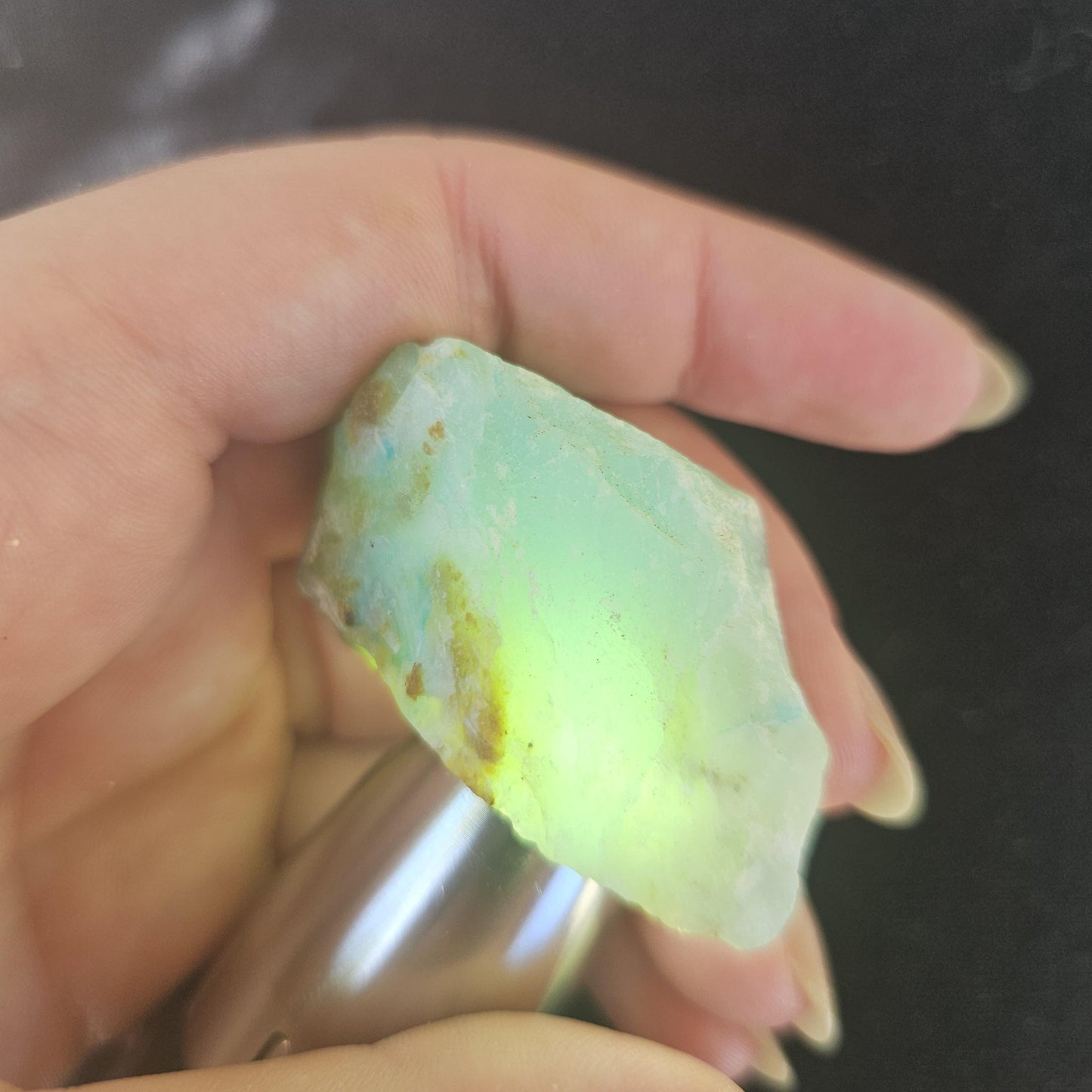 Raw Blue Opal from Peru, Rare Chunk of Translucent High Grade Lapidary Rough <100