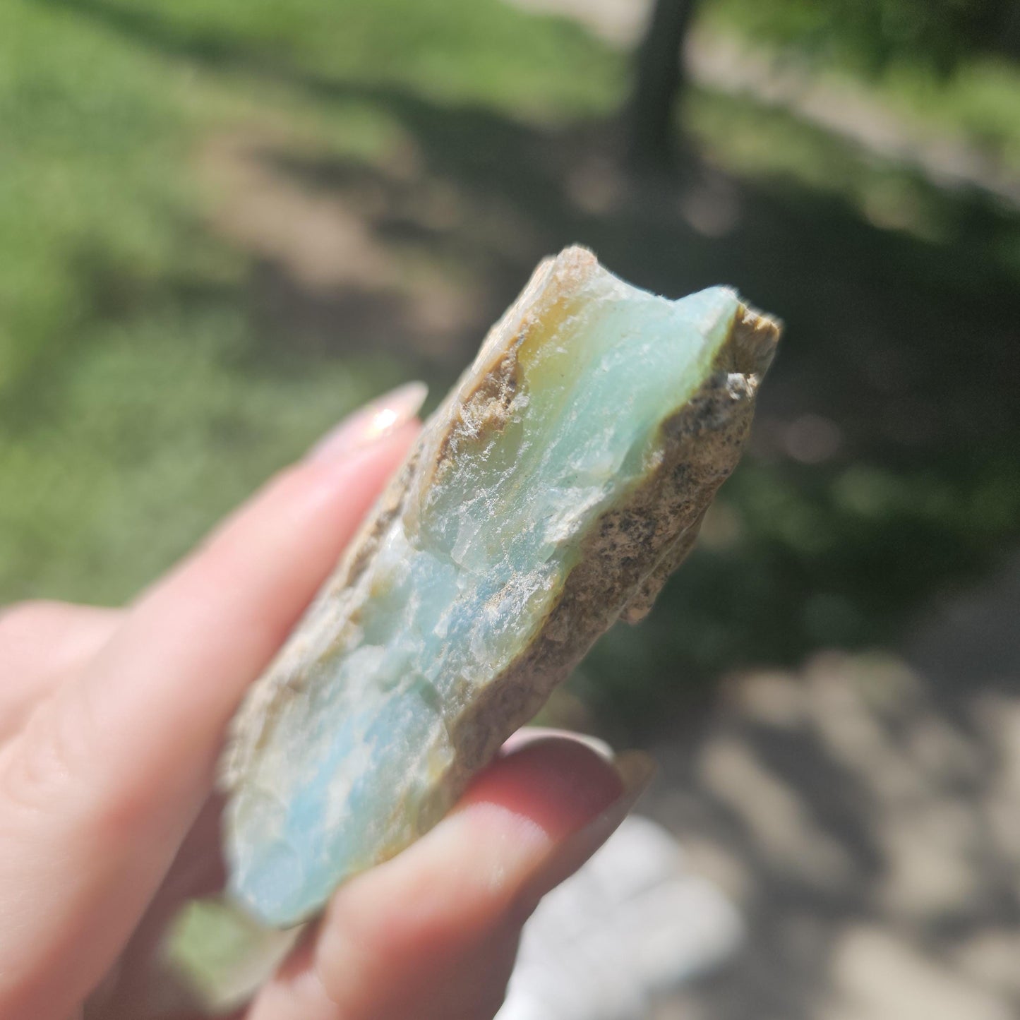 Raw Blue Opal from Peru, Rare Chunk of Translucent High Grade Lapidary Rough <100