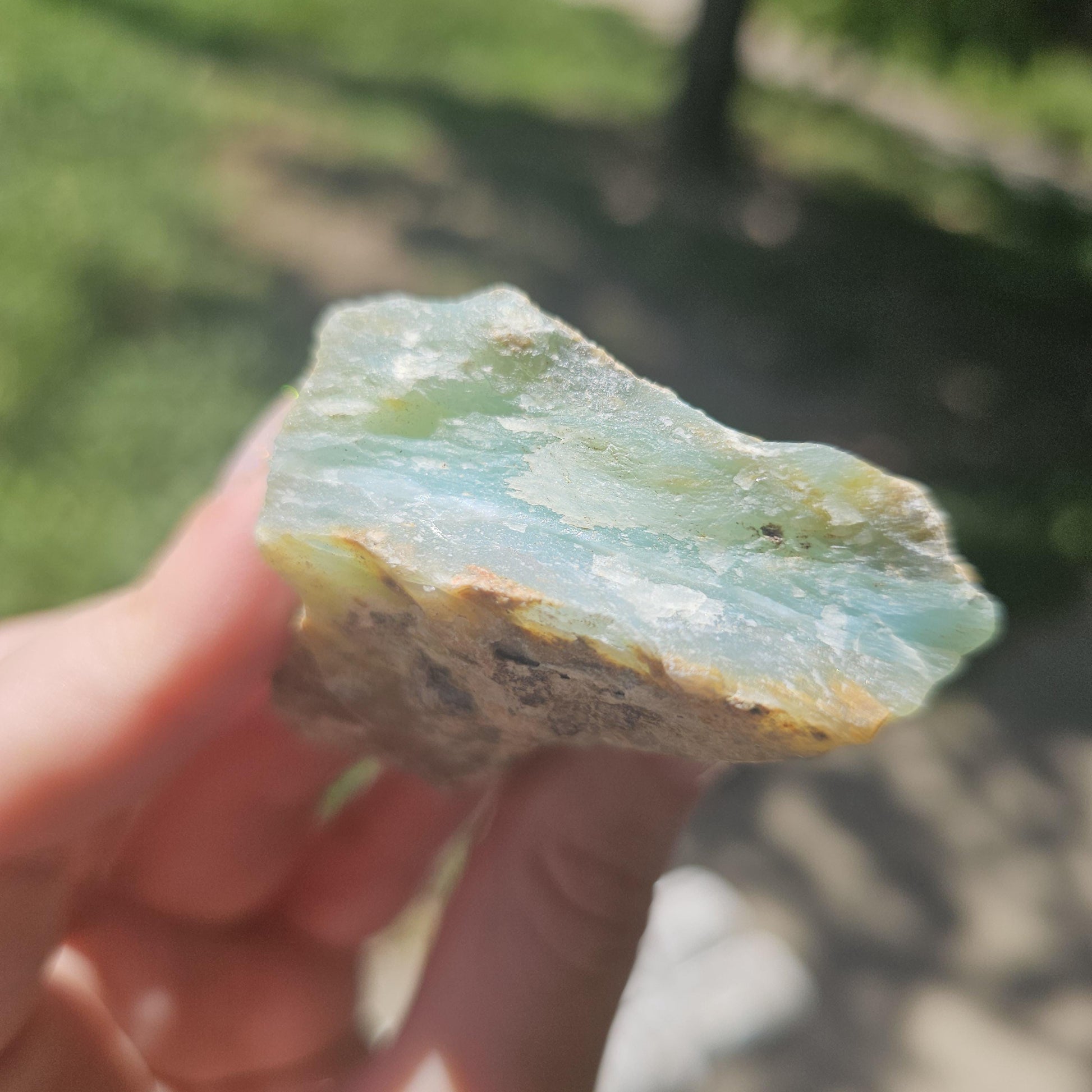 Raw Blue Opal from Peru, Rare Chunk of Translucent High Grade Lapidary Rough <100