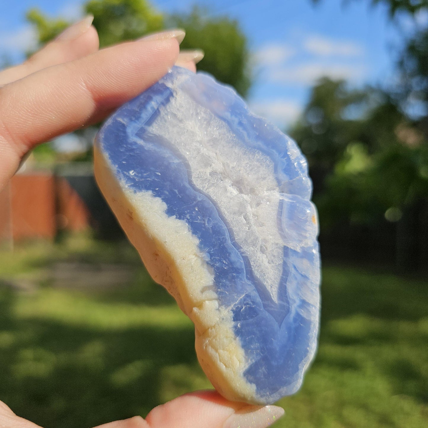 Periwinkle Blue Agate Slice: Ethiopian Chalcedony, Collector's Gem