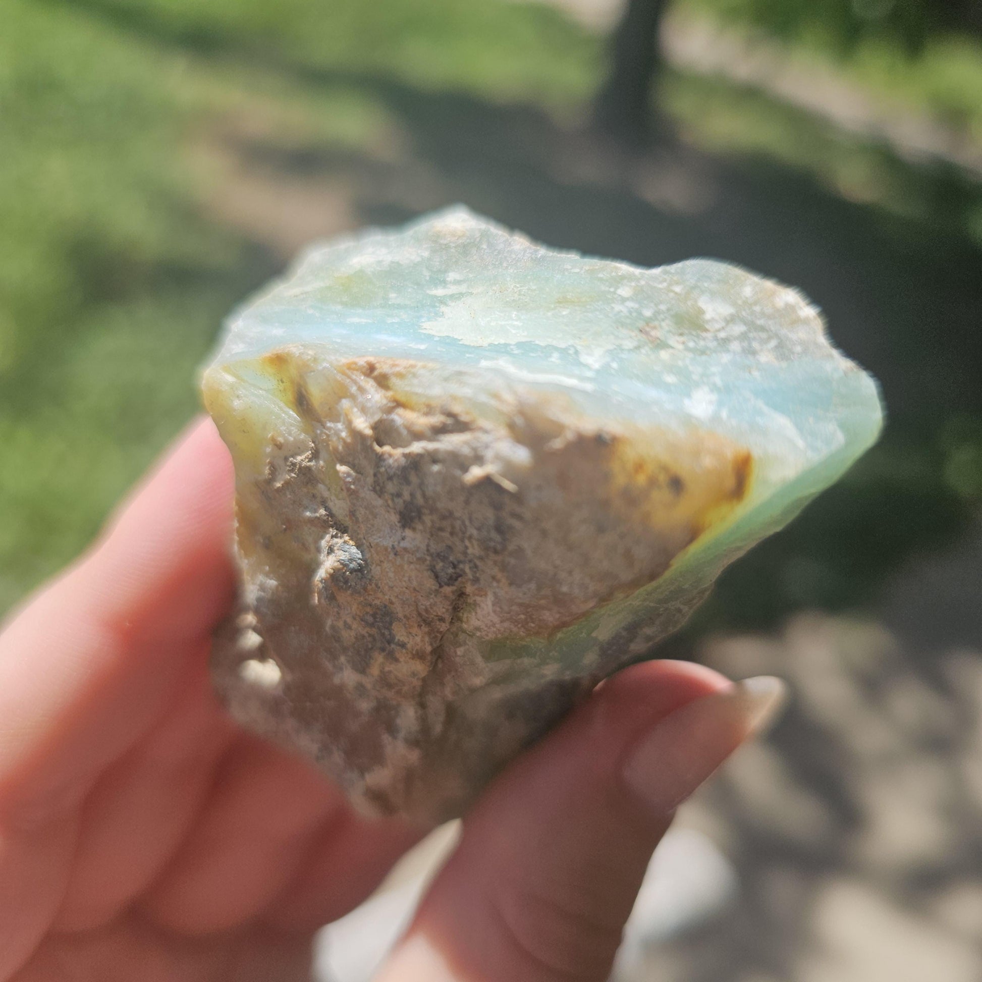 Raw Blue Opal from Peru, Rare Chunk of Translucent High Grade Lapidary Rough <100