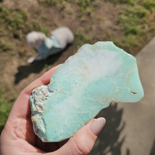 New Find Light Teal Crysoprase, Rare Chalcedony from Tanzania
