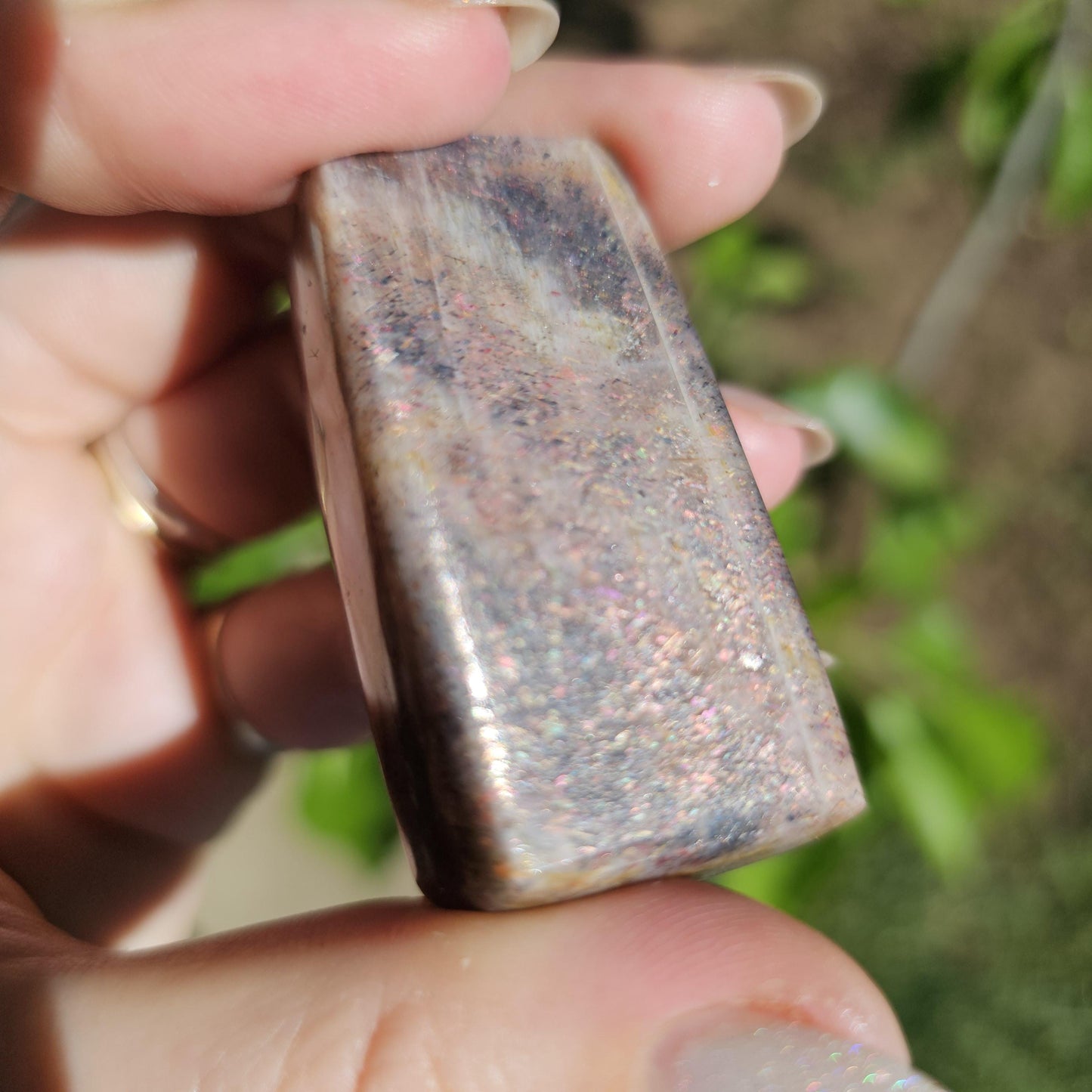 Rainbow Lattice Sunstone Freeform Polished Stone from Tanzania