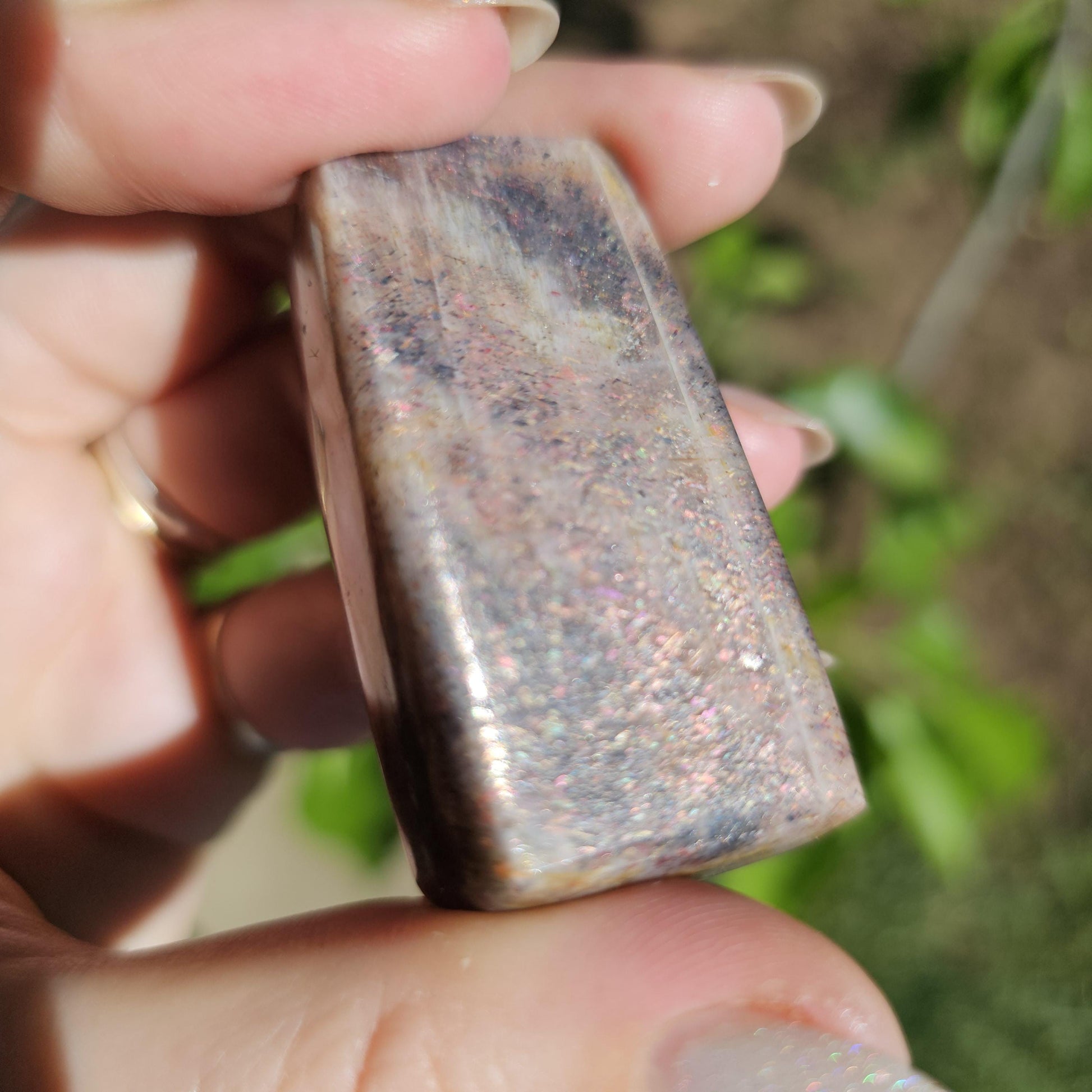Rainbow Lattice Sunstone Freeform Polished Stone from Tanzania