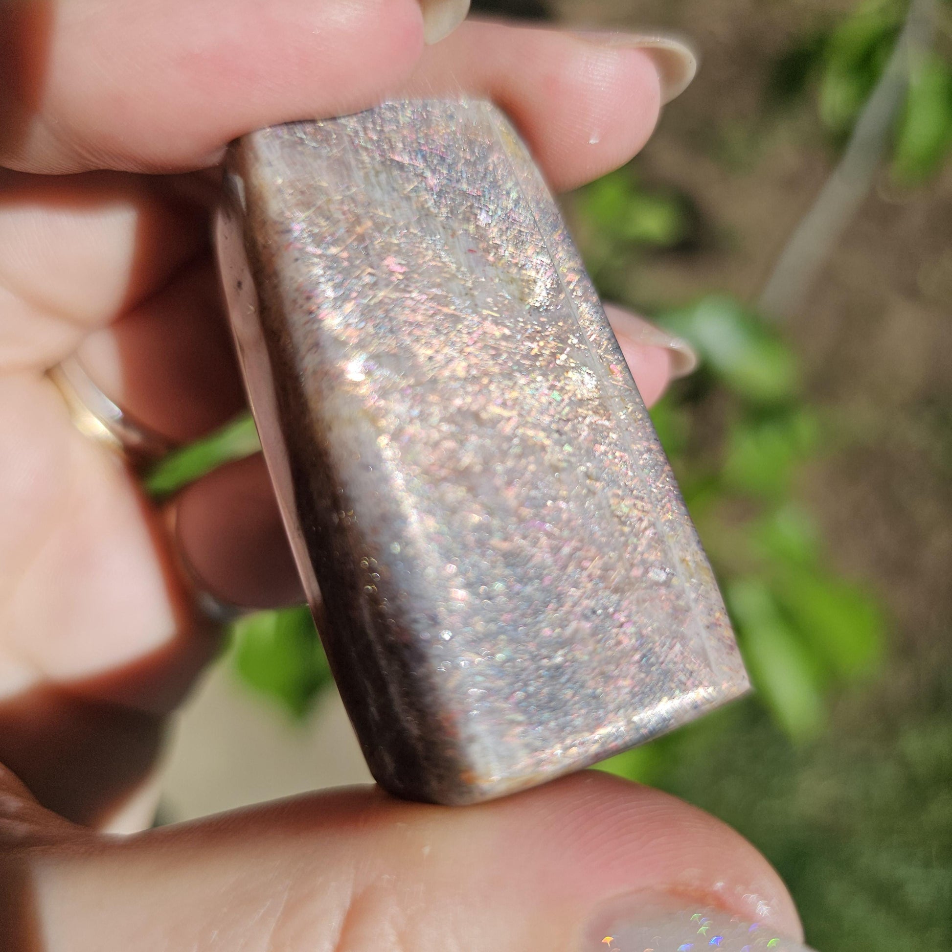 Rainbow Lattice Sunstone Freeform Polished Stone from Tanzania