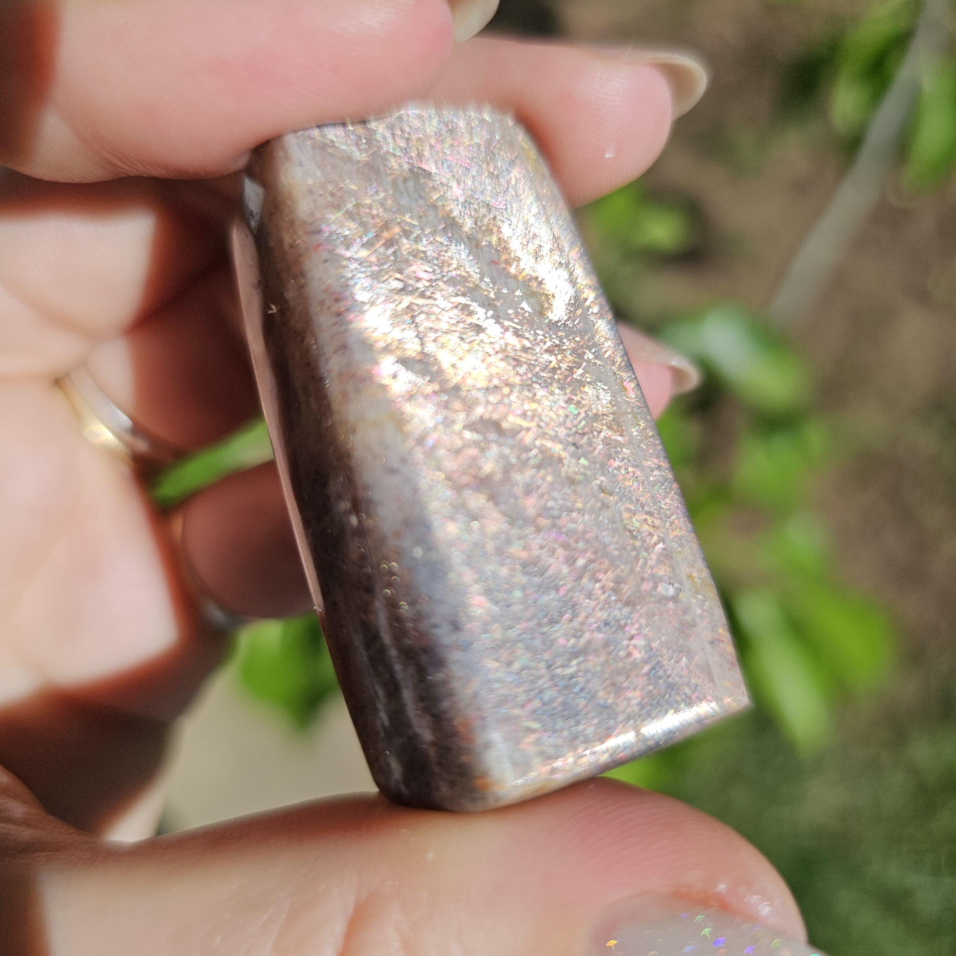 Rainbow Lattice Sunstone Freeform Polished Stone from Tanzania