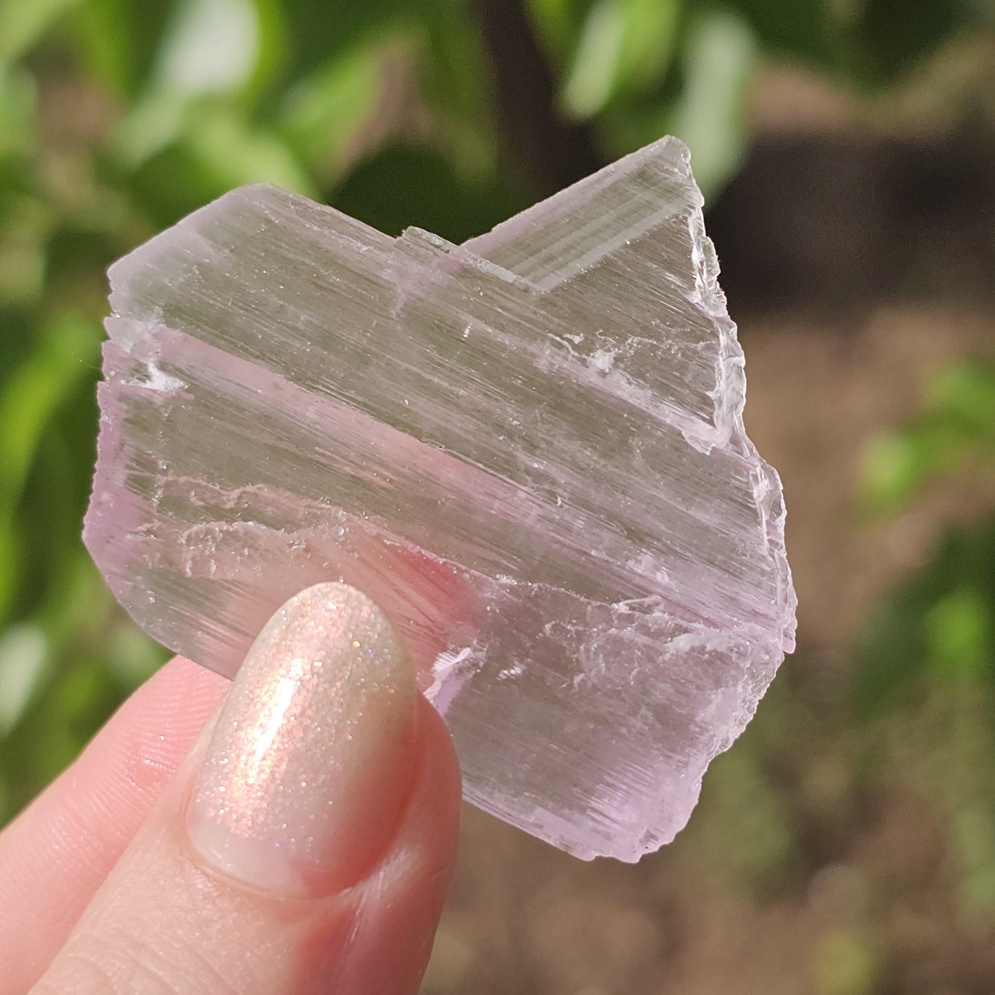 Unique Tabby Spodumene var. Kunzite Crystal w Great Luster, Highly UV Reactive Fluorescent Collector Specimen, Twinned Rare 'Sunstone' Shape