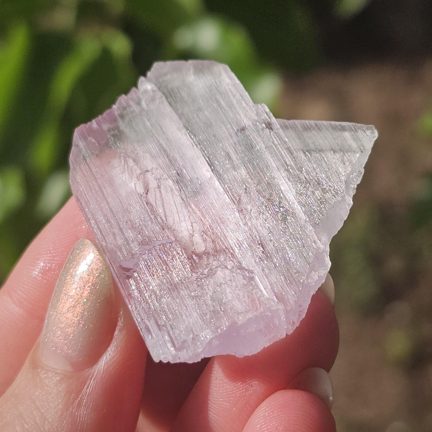 Unique Tabby Spodumene var. Kunzite Crystal w Great Luster, Highly UV Reactive Fluorescent Collector Specimen, Twinned Rare 'Sunstone' Shape