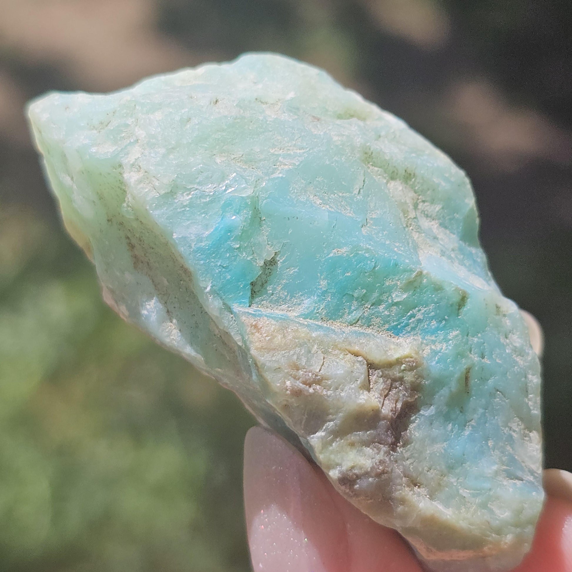 Raw Blue Opal from Peru, Rare Chunk of Translucent High Grade Lapidary Rough for Cutting, Polishing, Collection etc