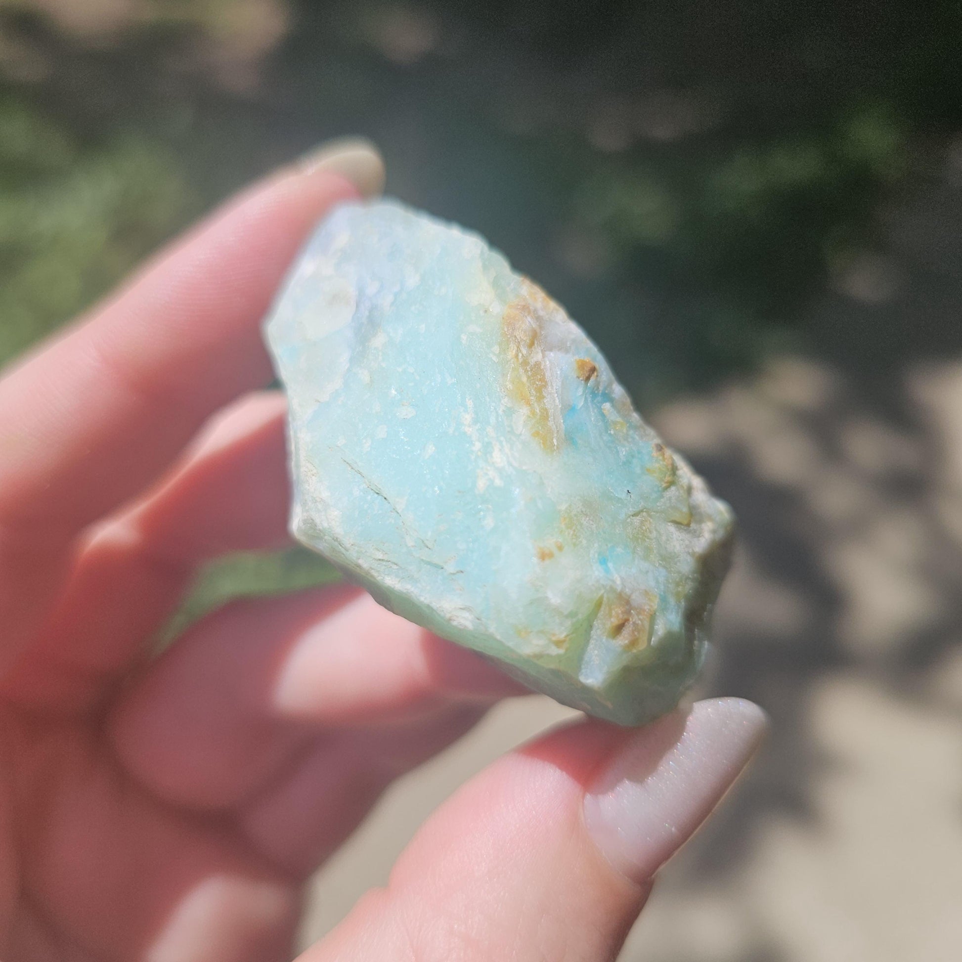 Raw Blue Opal from Peru, Rare Chunk of Translucent High Grade Lapidary Rough <100