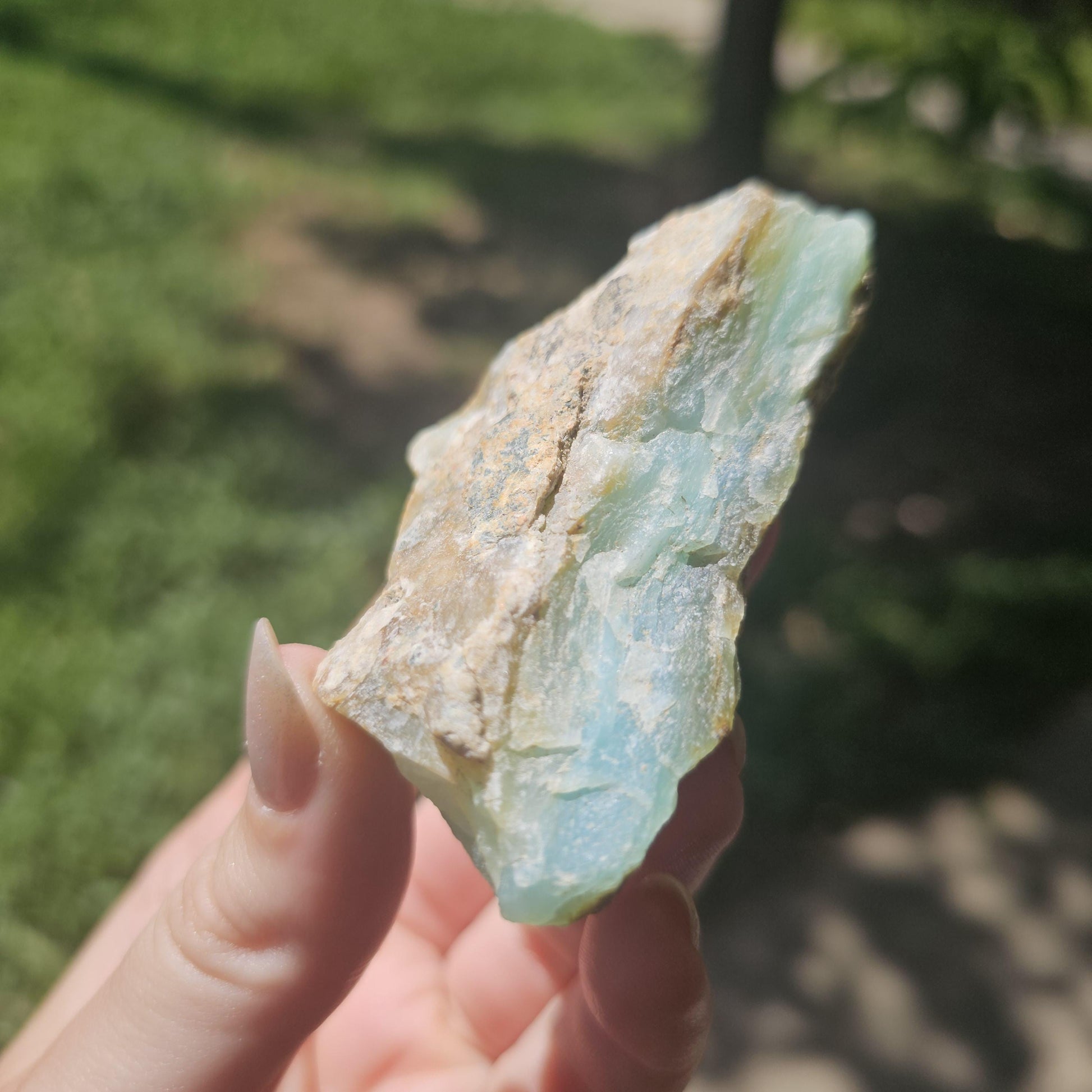 Raw Blue Opal from Peru, Rare Chunk of Translucent High Grade Lapidary Rough <100