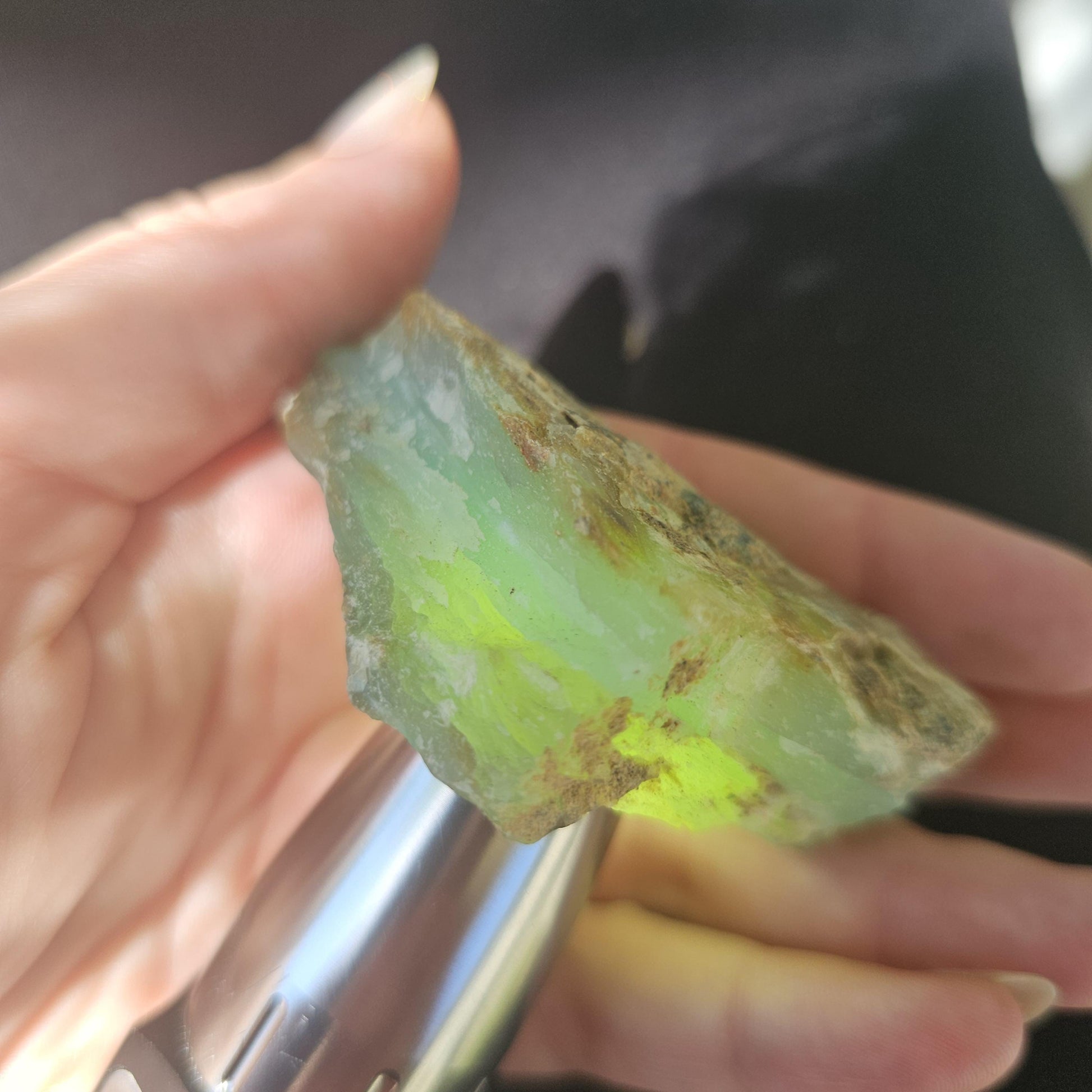 Raw Blue Opal from Peru, Rare Chunk of Translucent High Grade Lapidary Rough <100