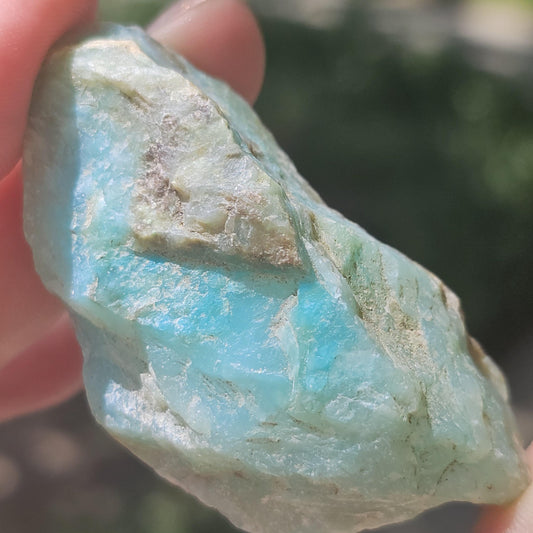 Raw Blue Opal from Peru, Rare Chunk of Translucent High Grade Lapidary Rough <100