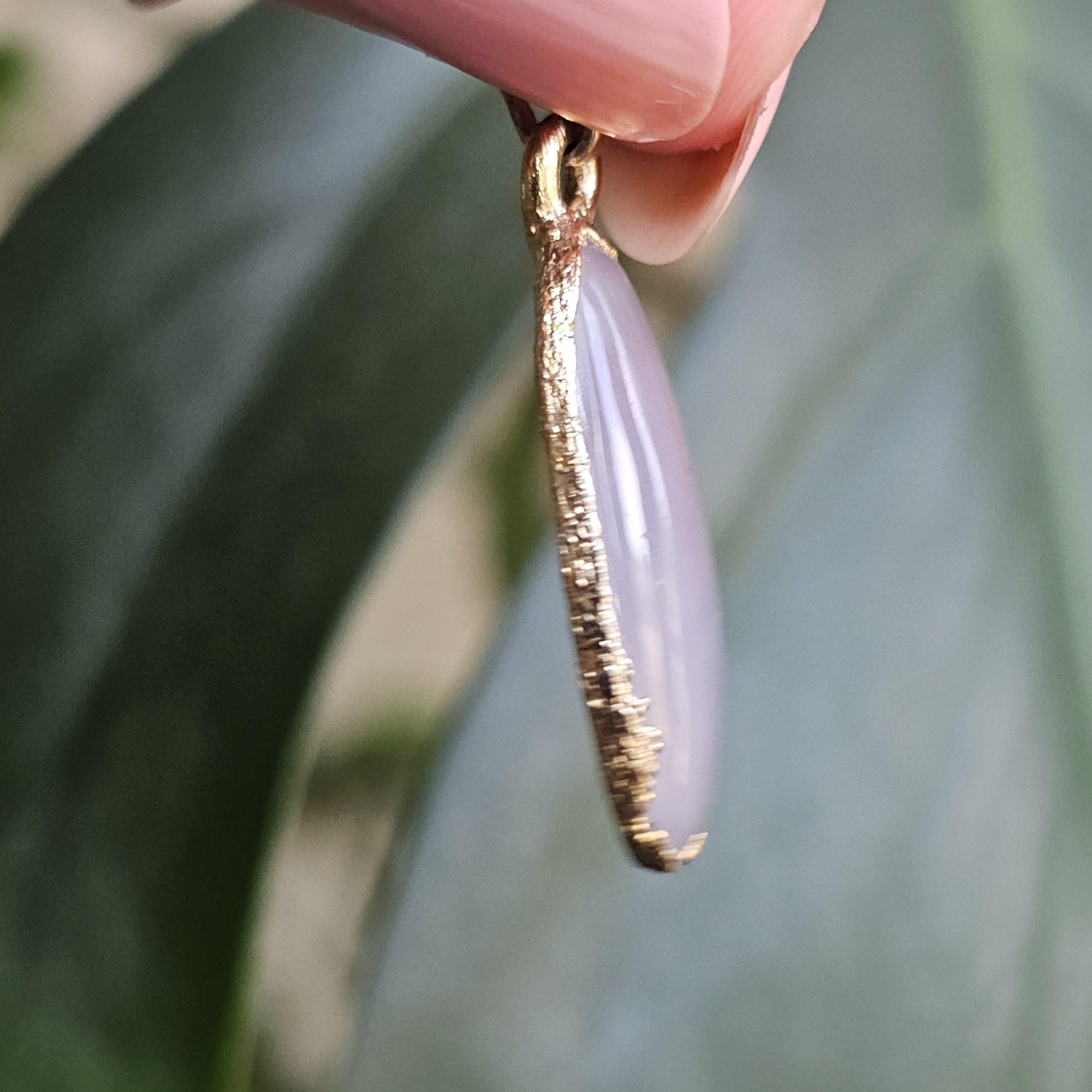 Rare Holly Blue Agate Pendant: 22kt Gold Electroplated Chalcedony