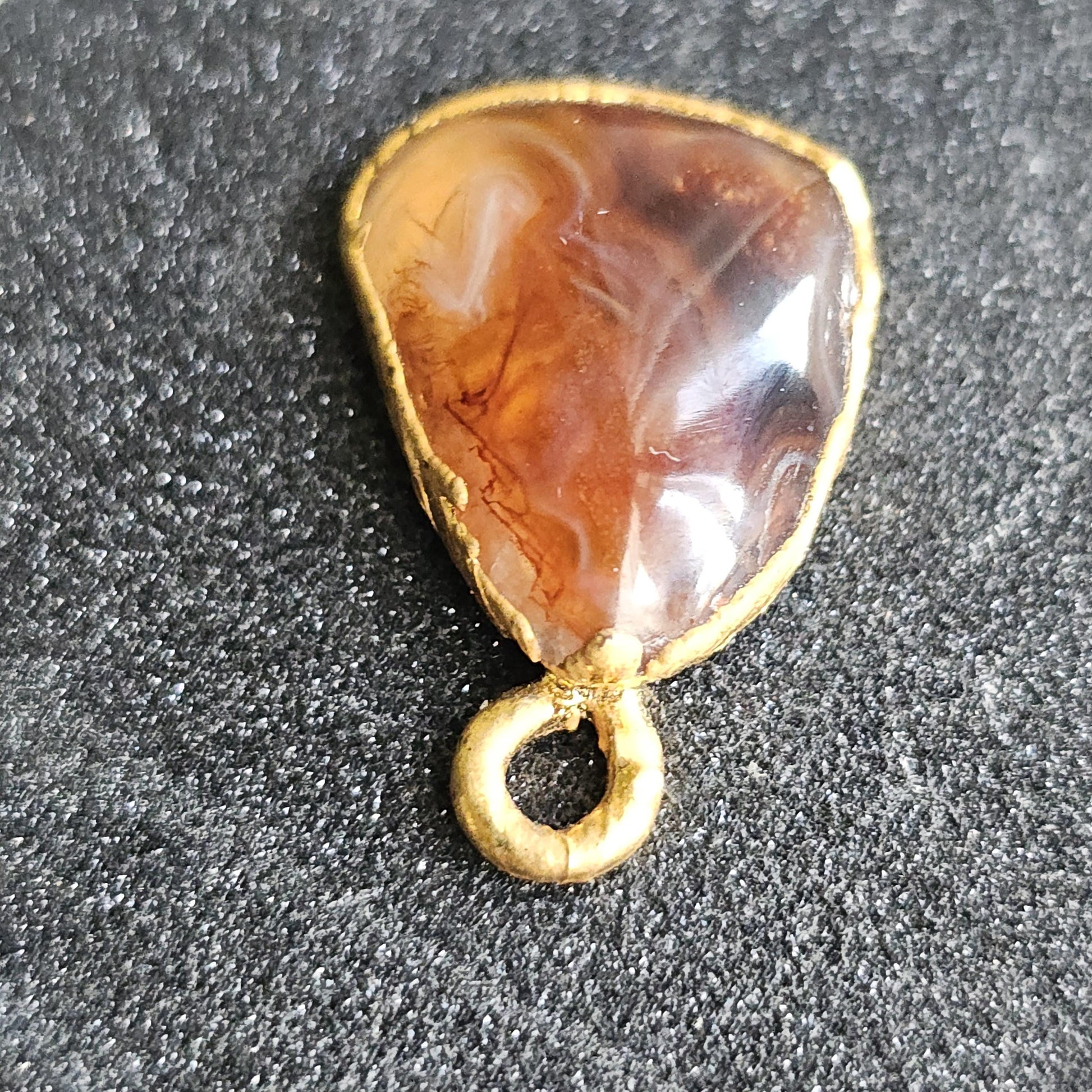 Fire Agate from Mexico in 22kt Electroplated Gold Pendant Charm