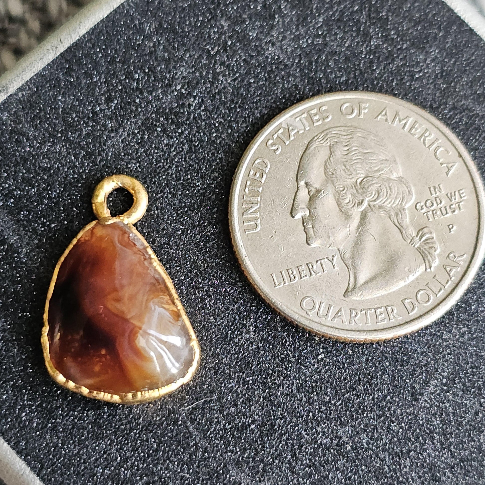 Fire Agate from Mexico in 22kt Electroplated Gold Pendant Charm