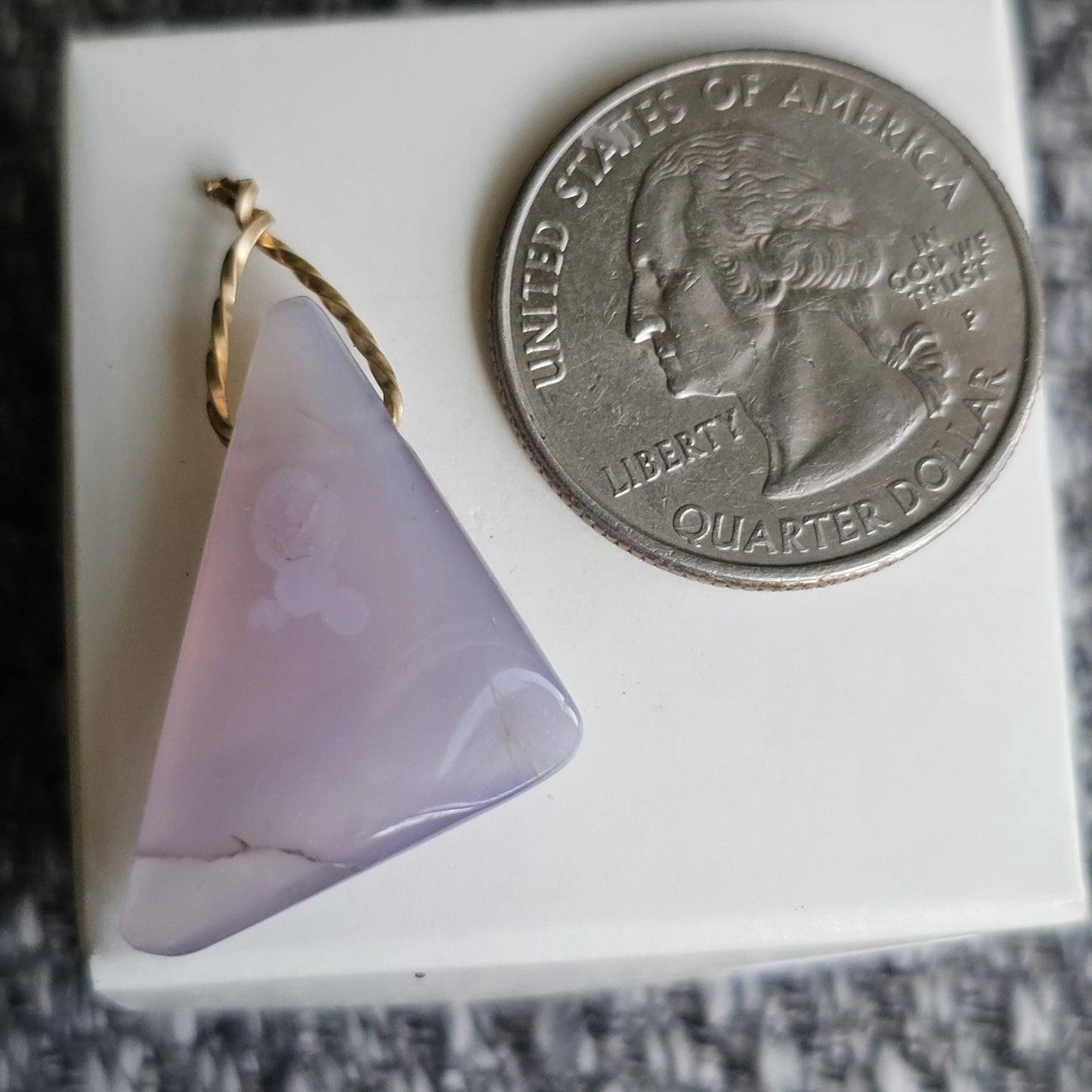 Rare Holly Blue Agate Pendant: Polished Purple Chalcedony with Gold Bail