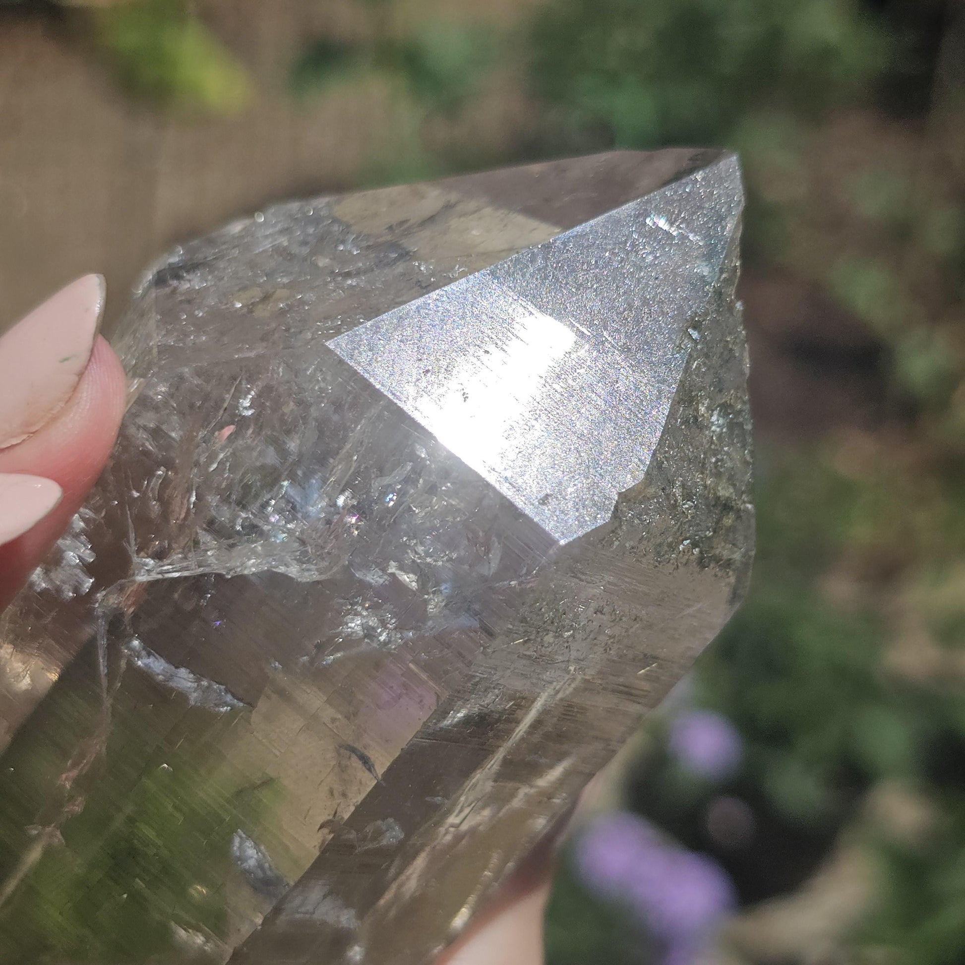 Clear Himalayan Quartz Point with Chlorite ~ New Find High Quality Large Single Point