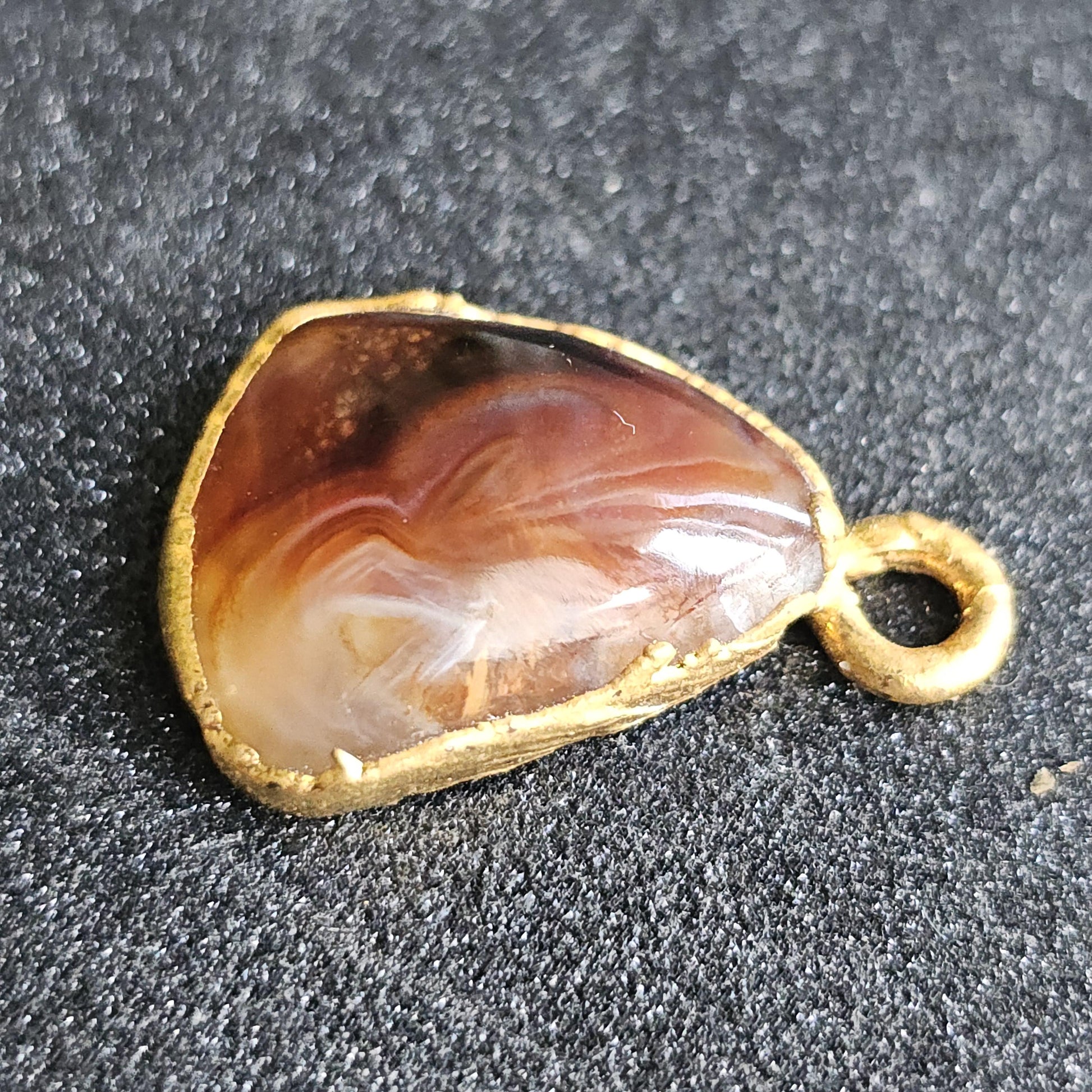 Fire Agate from Mexico in 22kt Electroplated Gold Pendant Charm