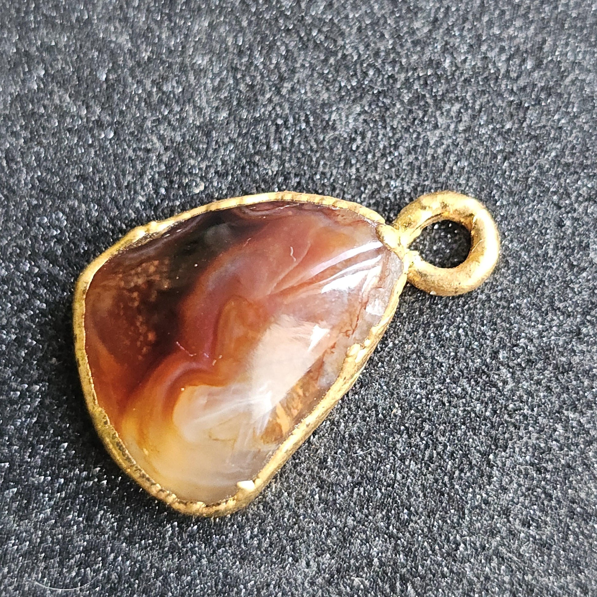 Fire Agate from Mexico in 22kt Electroplated Gold Pendant Charm