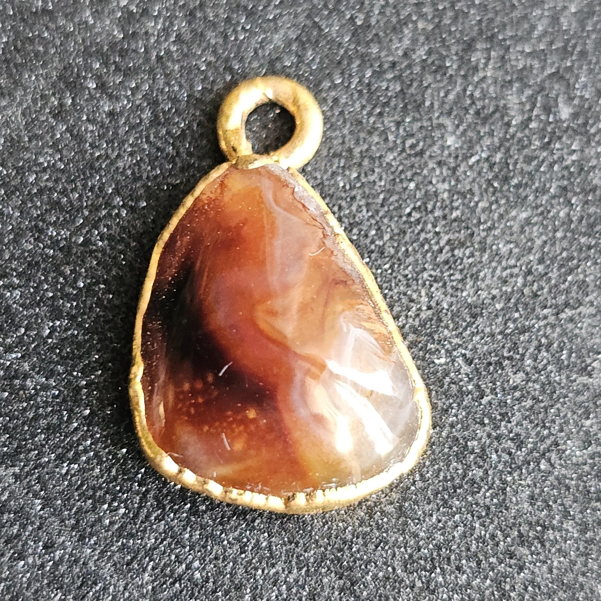 Fire Agate from Mexico in 22kt Electroplated Gold Pendant Charm