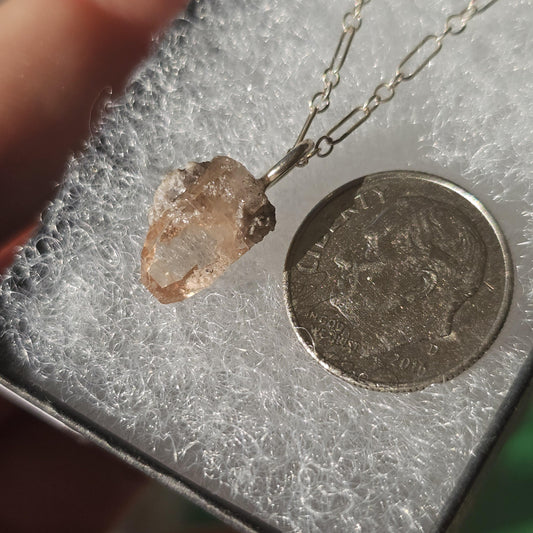 Raw Utah Champagne Topaz Necklace: Sterling Silver Chain, November Birthstone