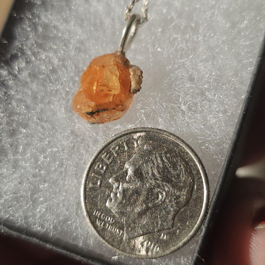 Raw Spessartine Garnet Crystal Necklace: Little Three Mine, California