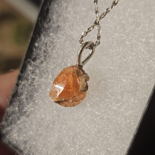 Raw Spessartine Garnet Crystal Necklace: Little Three Mine, California