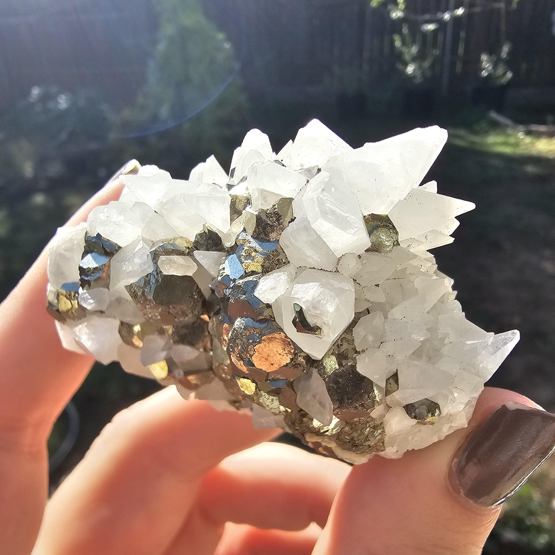 Snowy Calcite with Pyrite Crystals, Chihuahua Mexico, Self-Standing