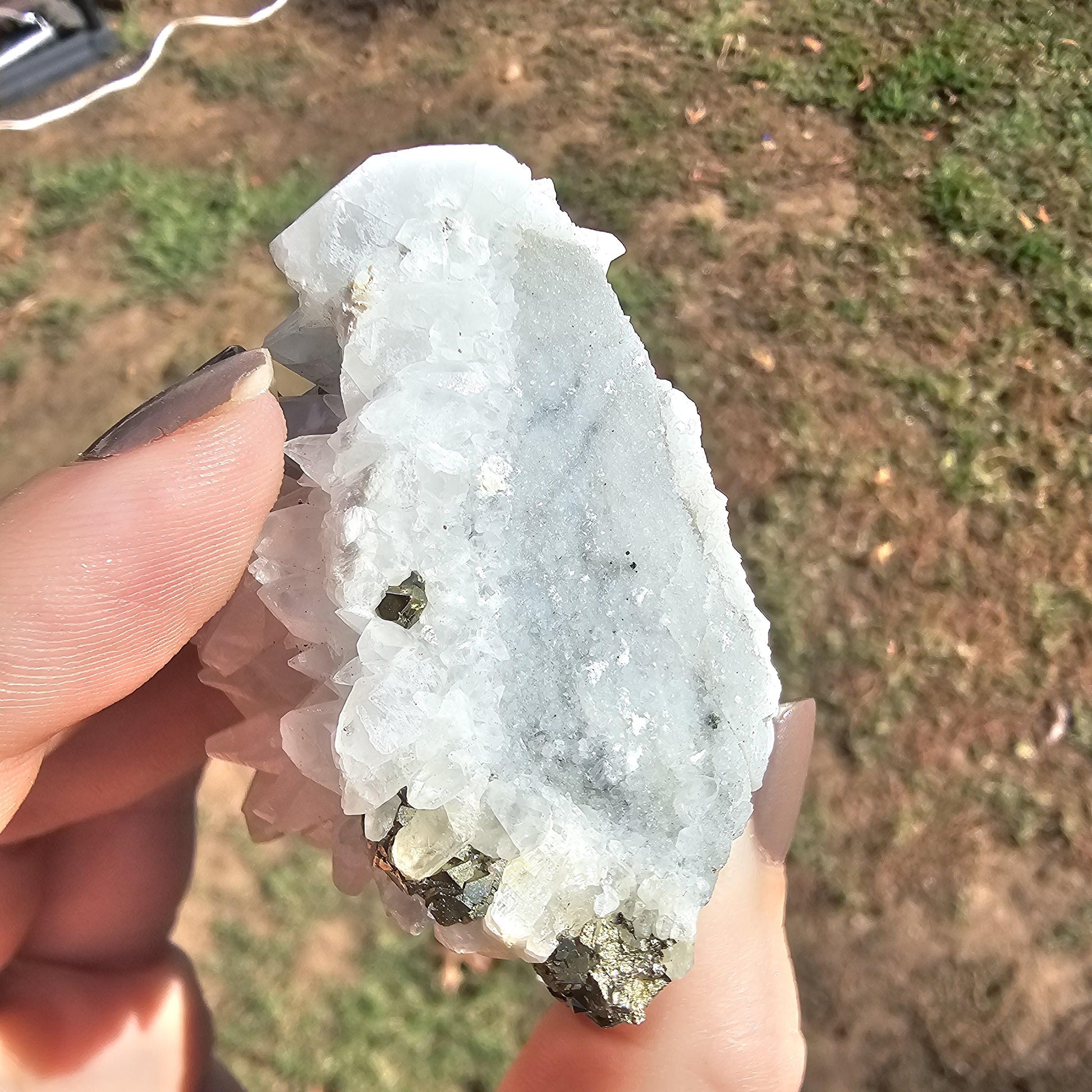 Snowy Calcite with Pyrite Crystals, Chihuahua Mexico, Self-Standing