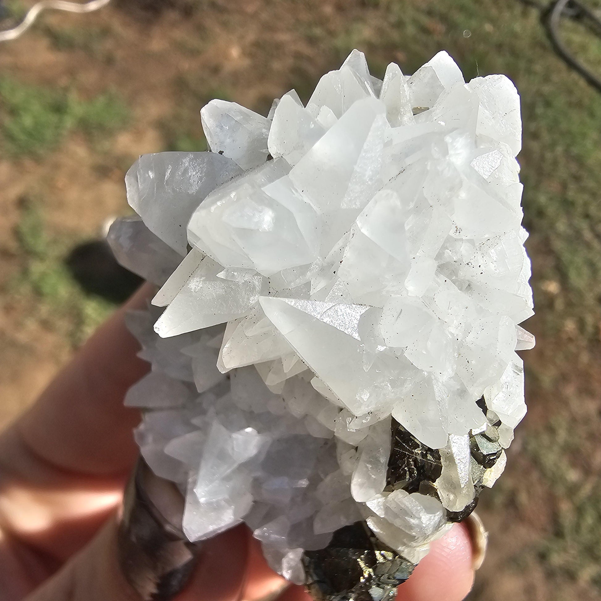 Snowy Calcite with Pyrite Crystals, Chihuahua Mexico, Self-Standing
