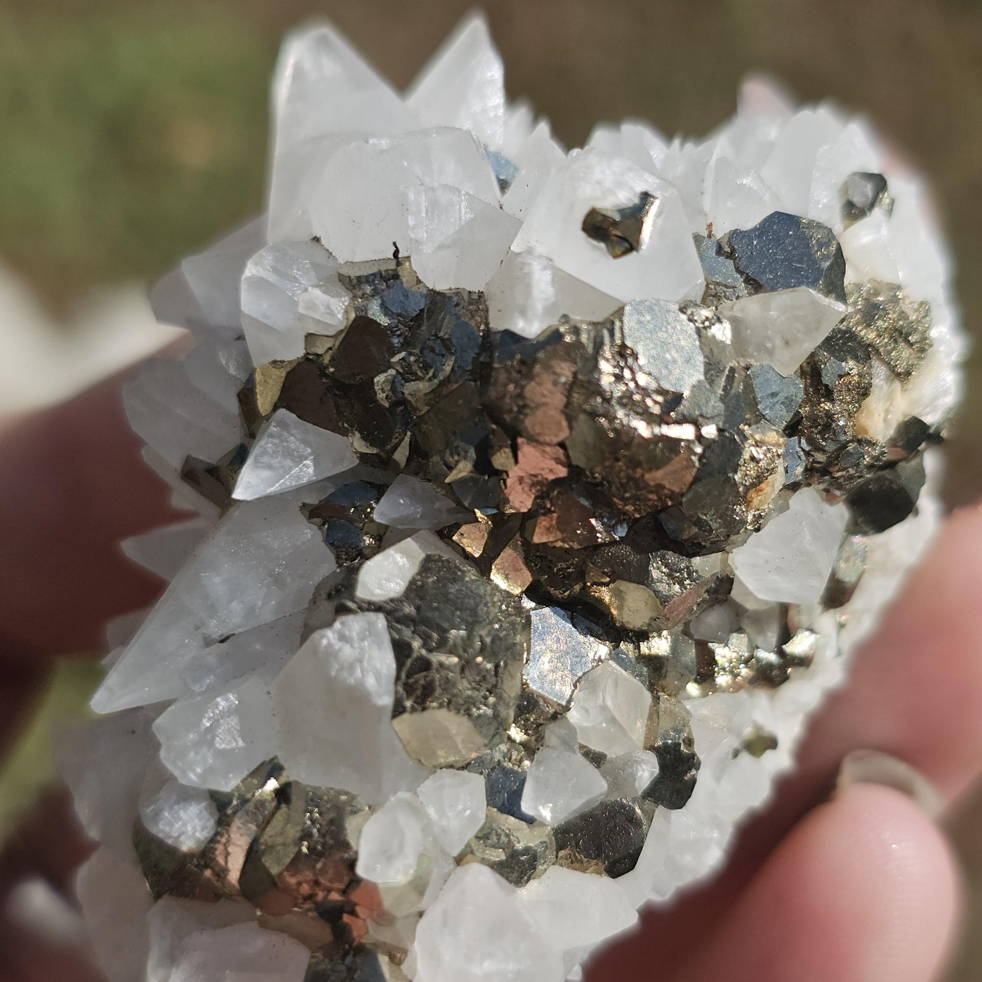 Snowy Calcite with Pyrite Crystals, Chihuahua Mexico, Self-Standing