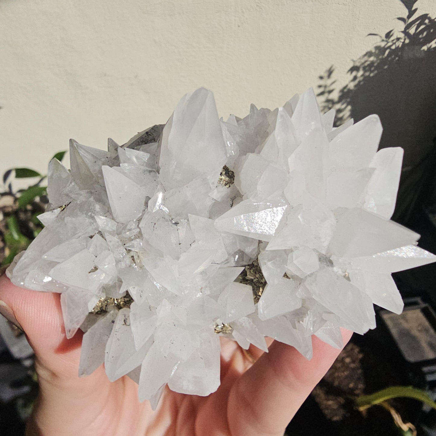 Snow White Calcite Specimen: Pyrite & Hematite Base, Chihuahua Mexico