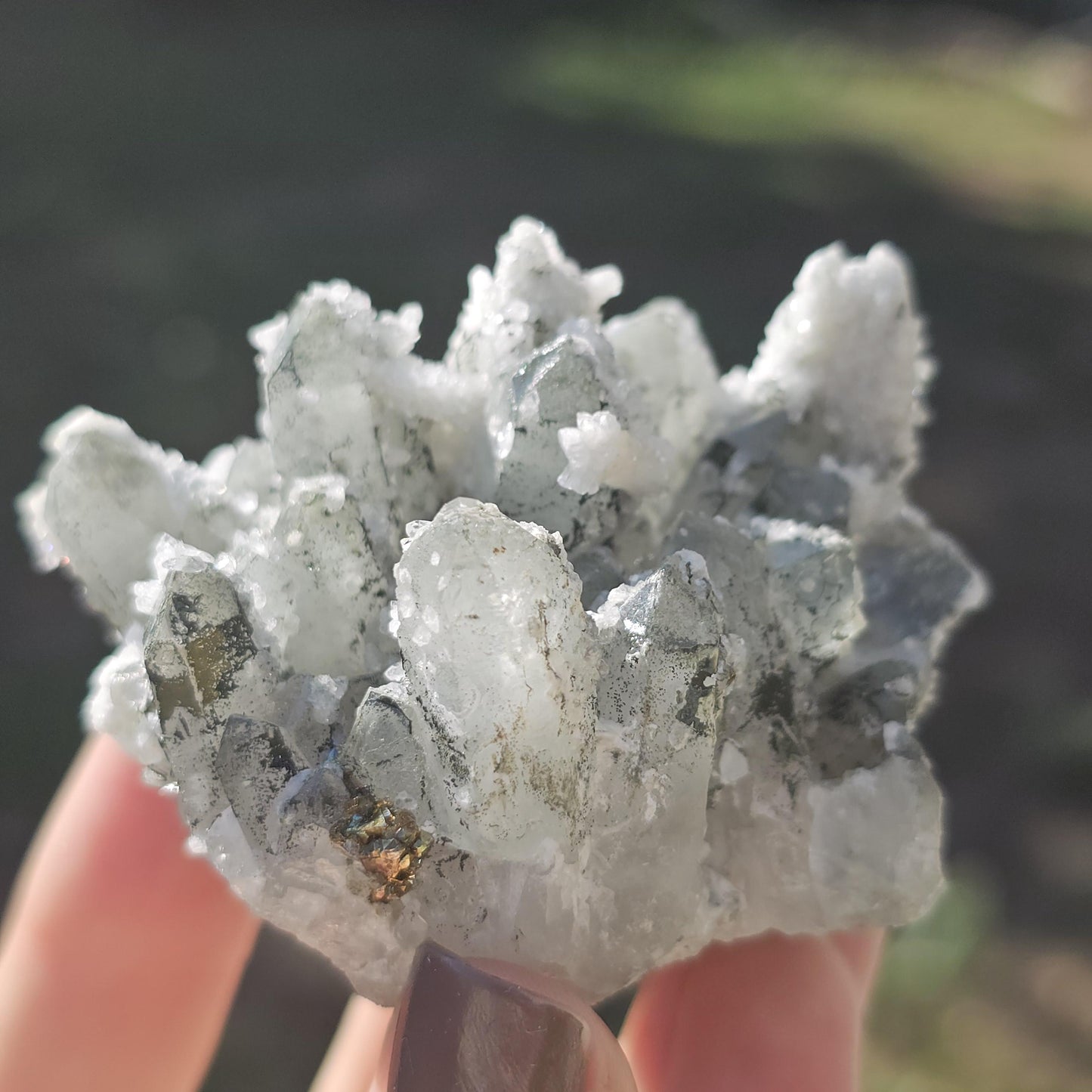 Raw Hematite Quartz with Pyrite and Calcite Druzy - Collector Crystal