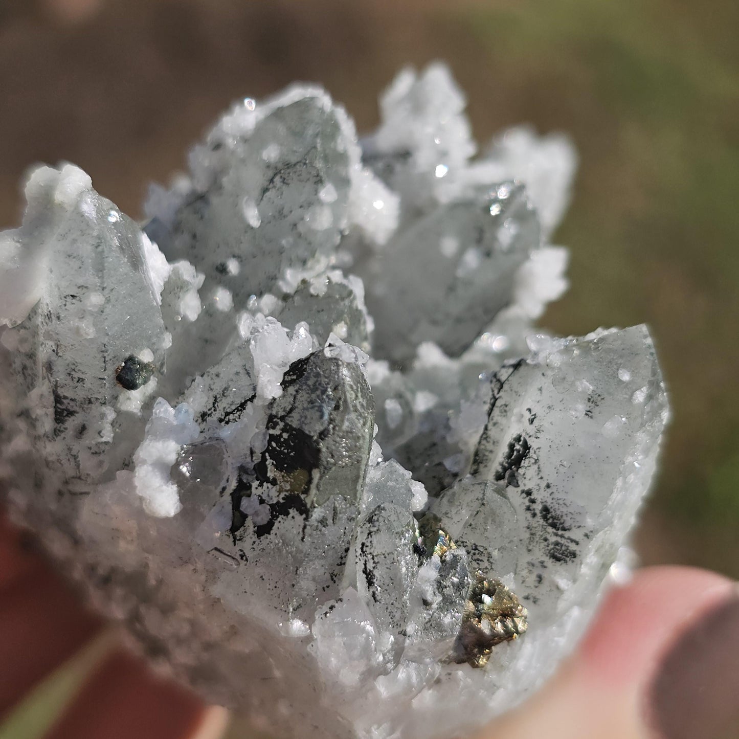 Raw Hematite Quartz with Pyrite and Calcite Druzy - Collector Crystal