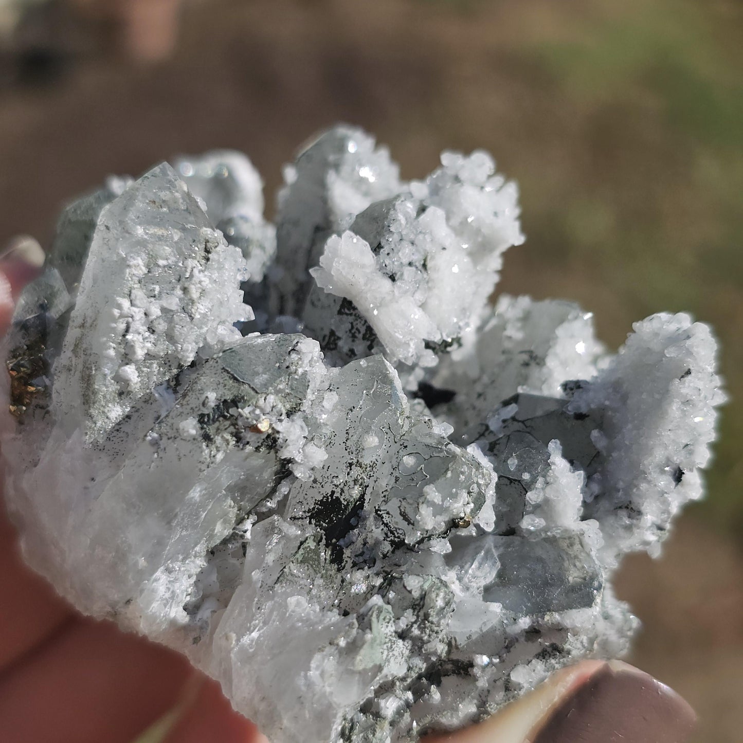 Raw Hematite Quartz with Pyrite and Calcite Druzy - Collector Crystal