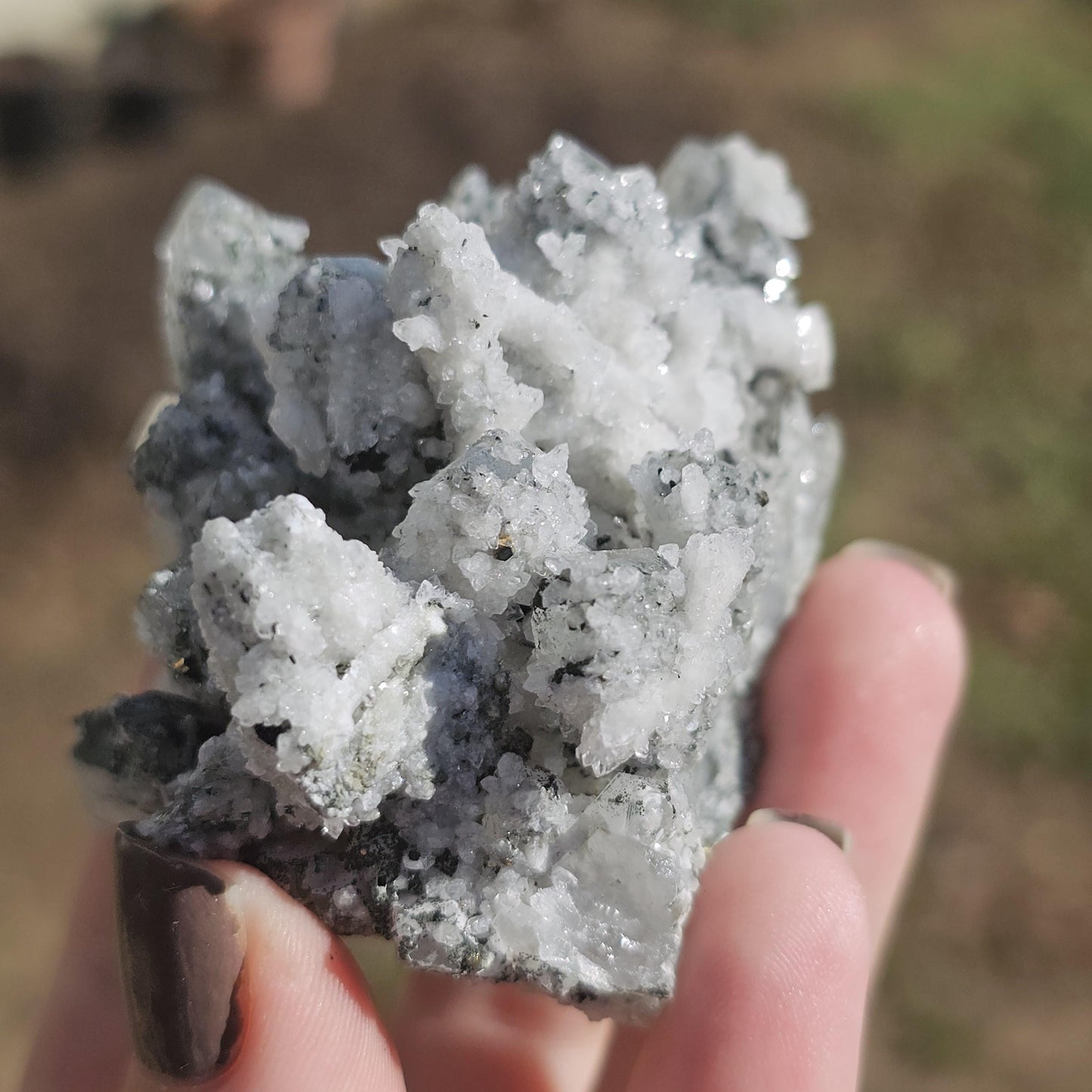 Raw Hematite Quartz with Pyrite and Calcite Druzy - Collector Crystal