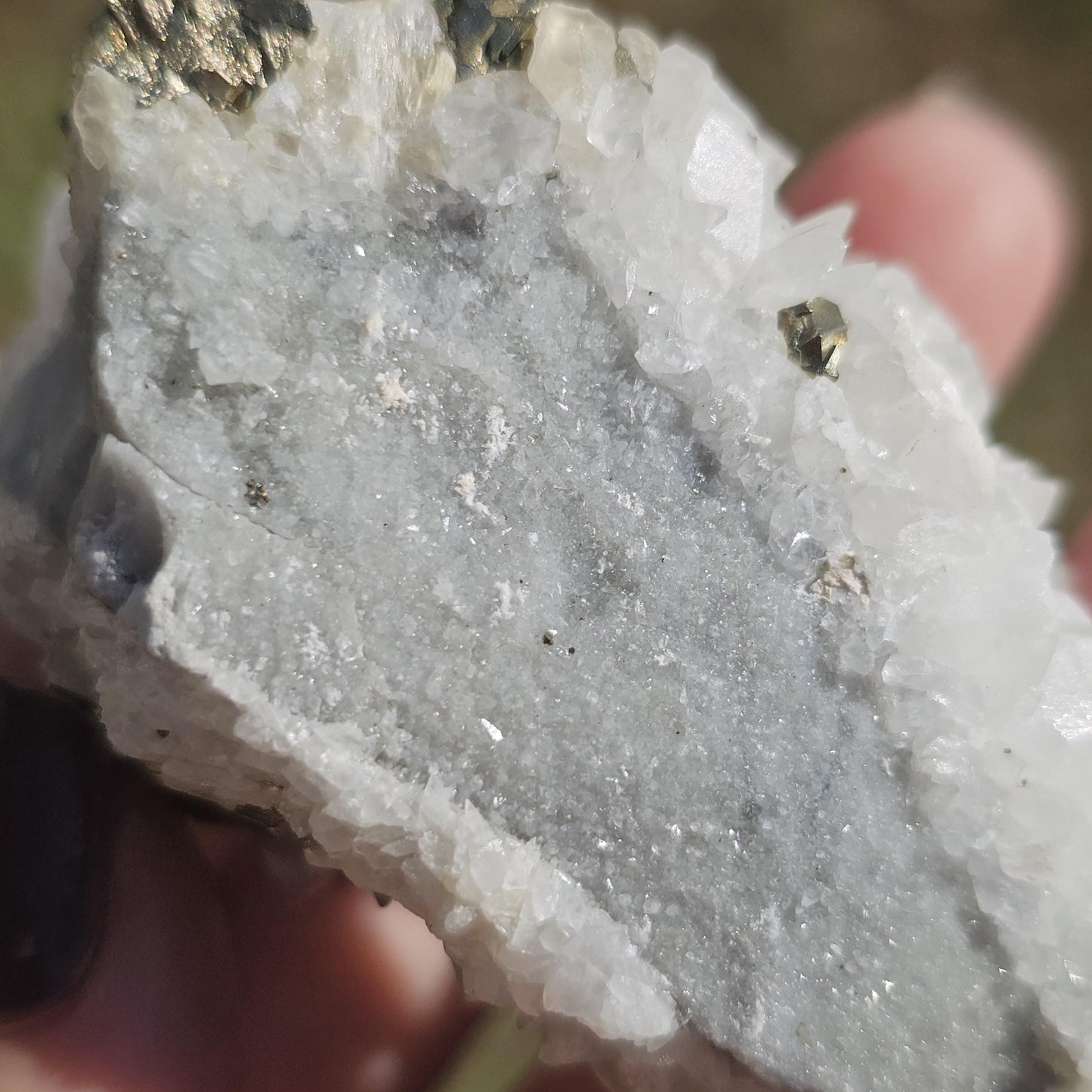 Snowy Calcite with Pyrite Crystals, Chihuahua Mexico, Self-Standing
