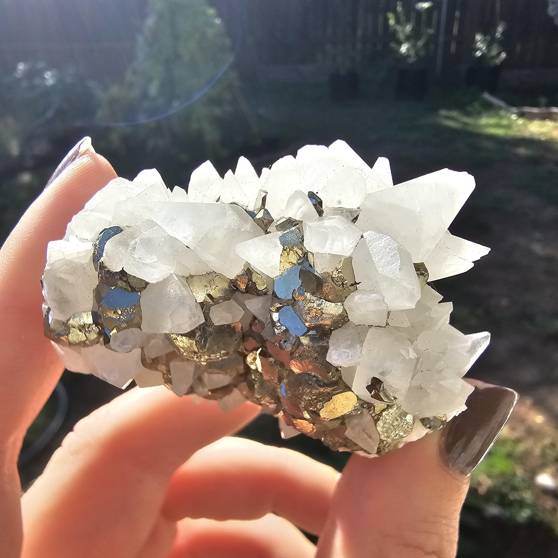 Snowy Calcite with Pyrite Crystals, Chihuahua Mexico, Self-Standing