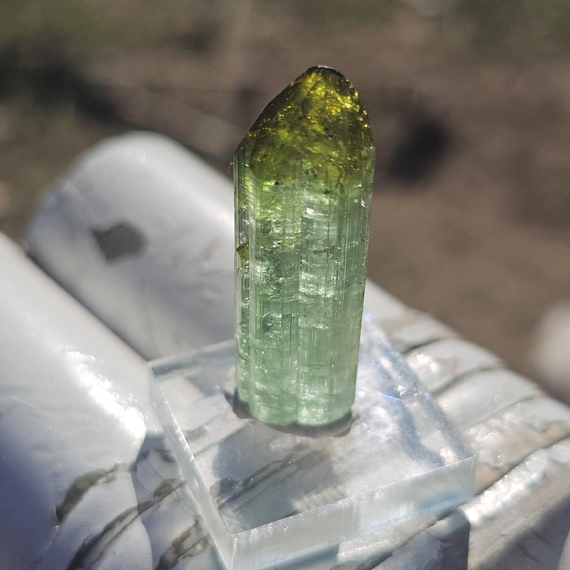 Fairy Castle Elbaite ~ Self-Standing DRC Teal Blue w Green Cap, Rare Raw Tourmaline Collector Specimen w Pointed Termination