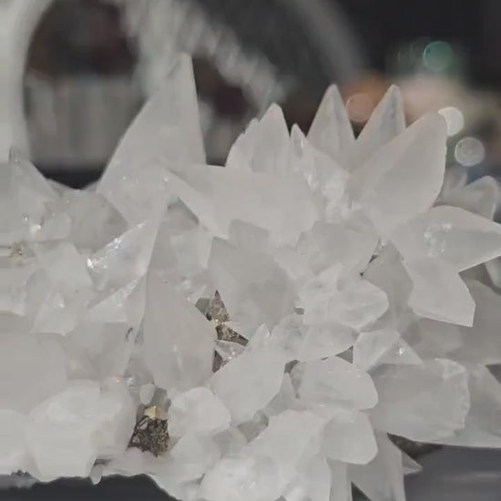 Snow White Calcite Specimen: Pyrite & Hematite Base, Chihuahua Mexico