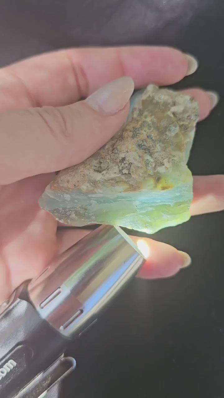 Raw Blue Opal from Peru, Rare Chunk of Translucent High Grade Lapidary Rough <100